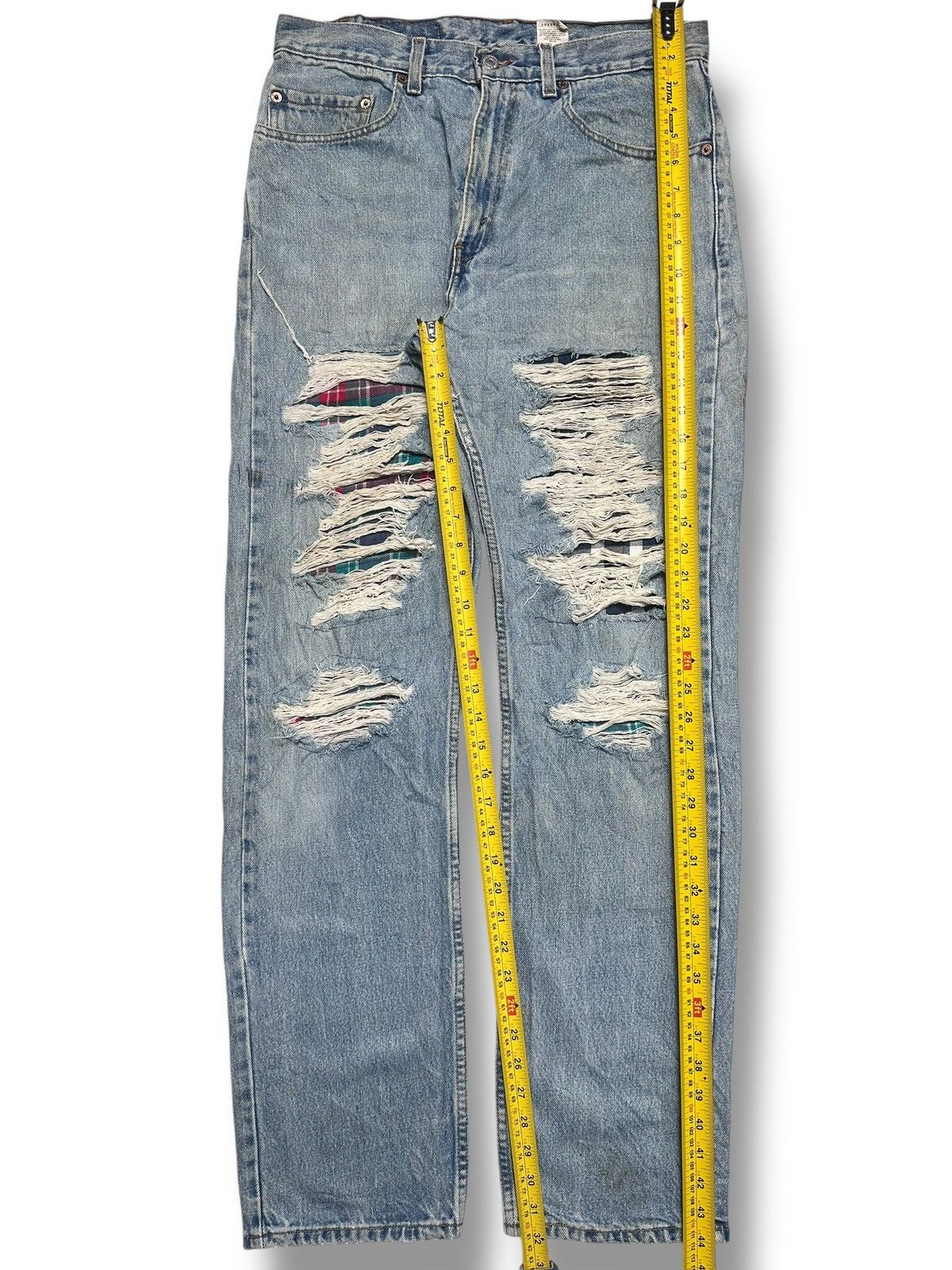 Levi's Levi’s 505 Regular Distressed Ripped, Plaid patch & Faded Size US 32 / EU 48 - 19 Thumbnail