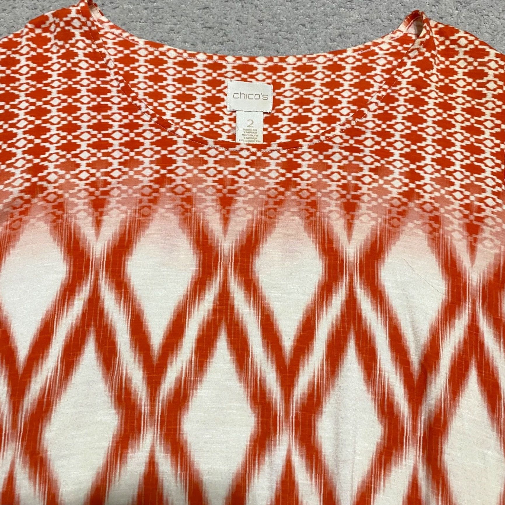 Vintage Chico's Womens Shirt Orange Geometric Round Neck 3/4 Sleeve Pullover L Casual Size L / US 10 / IT 46 - 5 Thumbnail