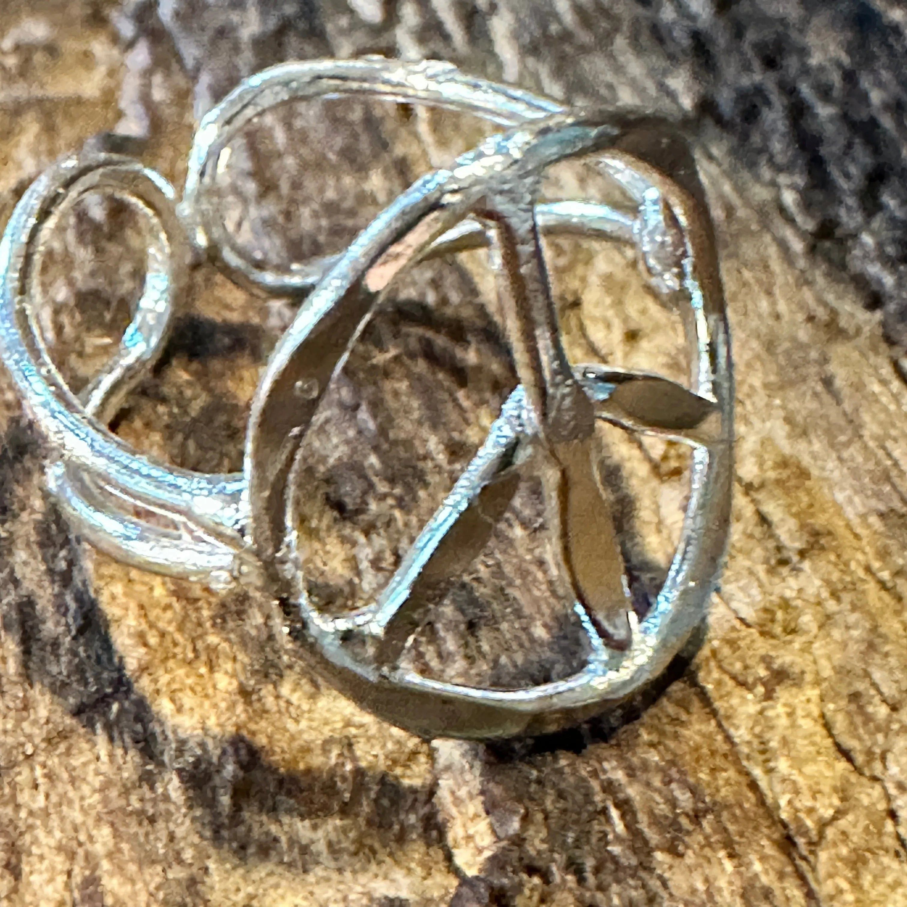 Other Handmade Artesian Hippie Silver Peace Sign Adjustable Ring, Size ONE SIZE - 7 Thumbnail
