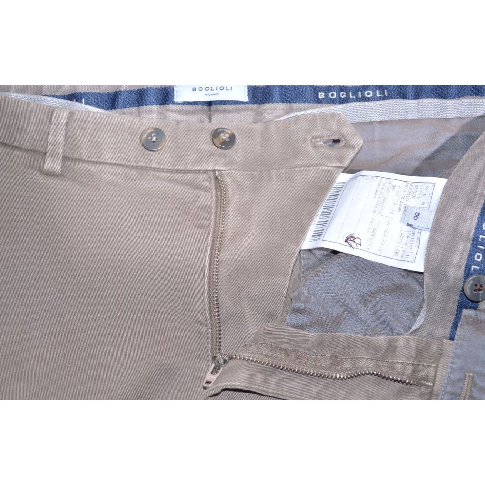 Boglioli Boglioli Milano Beige Slim Fit Stretch Chino Pants Cotton Flat Front Trousers 50 Size US 34 / EU 50 - 6 Thumbnail