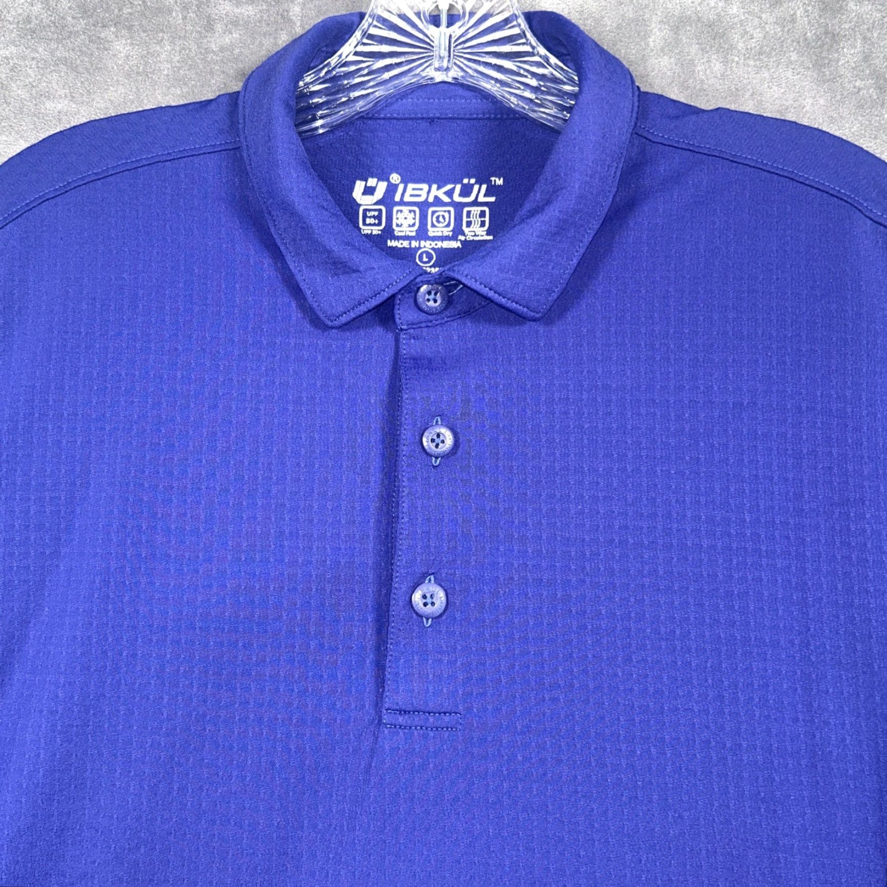 Vintage IBKUL Polo Shirt Mens L Blue Long Sleeve UPF 50 Quick Dry Performance Golf Shirt Size US L / EU 52-54 / 3 - 2 Thumbnail