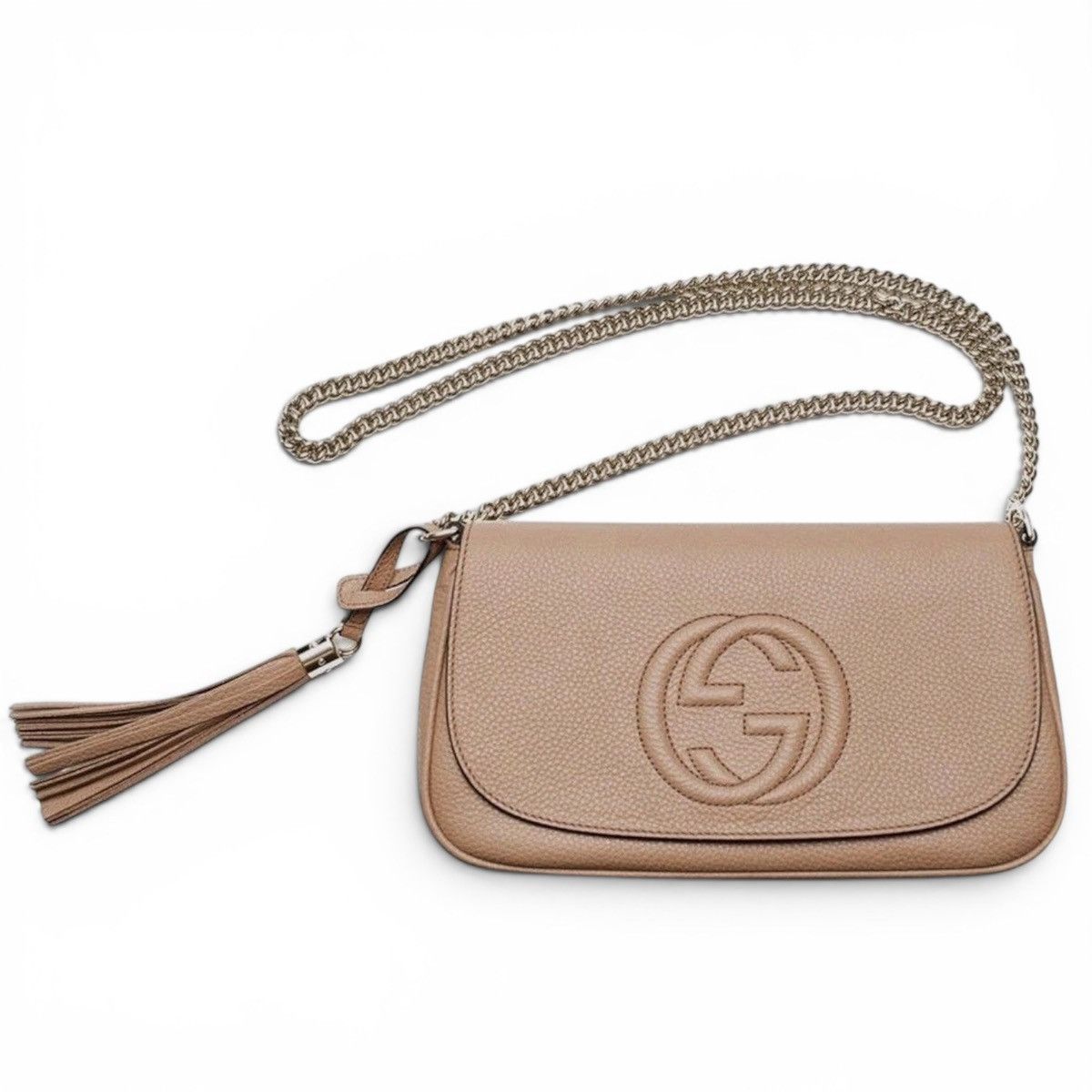 Gucci Pebbled Calfskin Medium Soho Flap Crossbody Camelia Size ONE SIZE - 4 Thumbnail