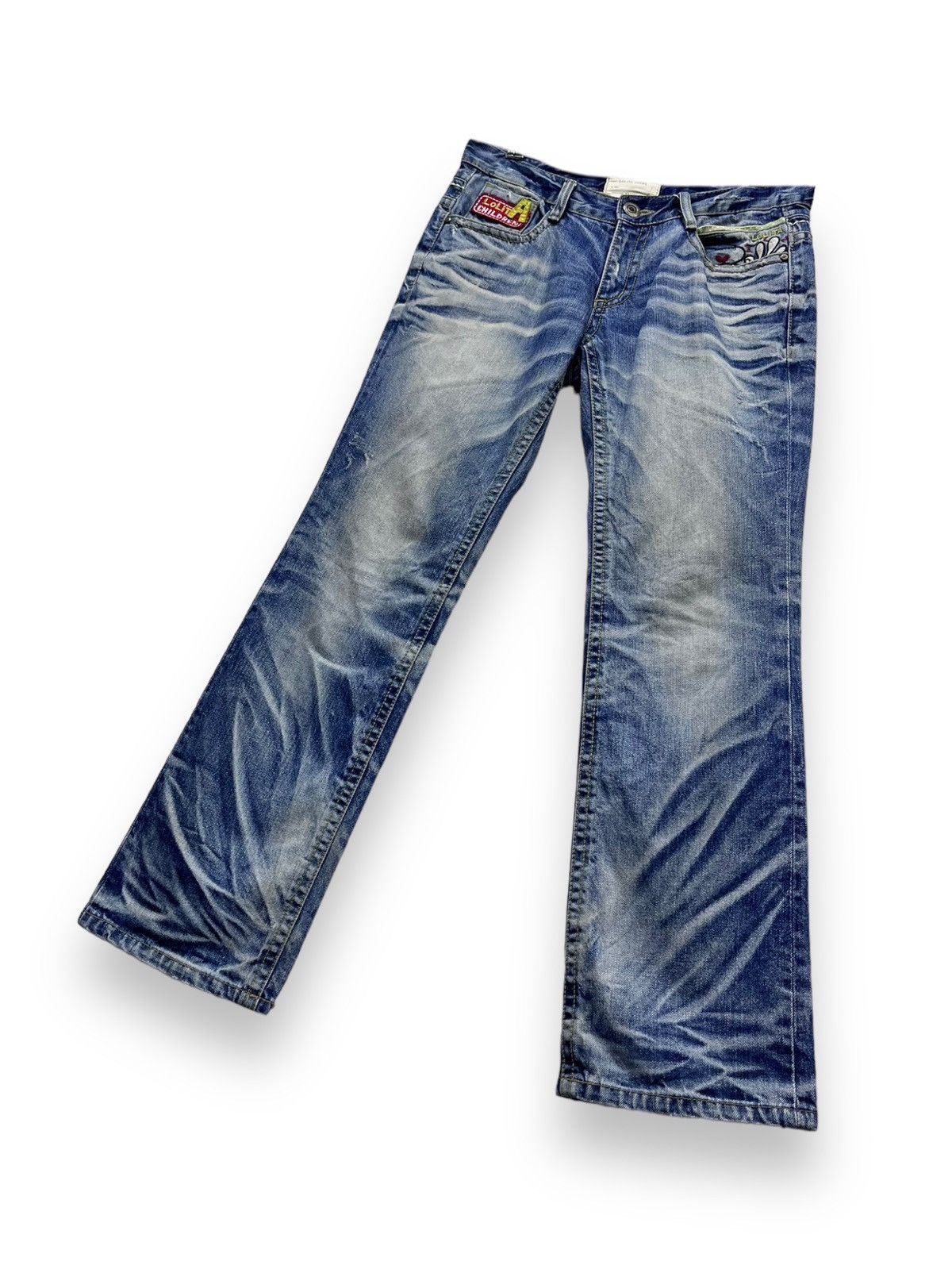 Siberia Hills RARE🔥LOLITA CHILDREN Embroidery Exotic Denim Acid Washed Size US 31 - 5 Thumbnail