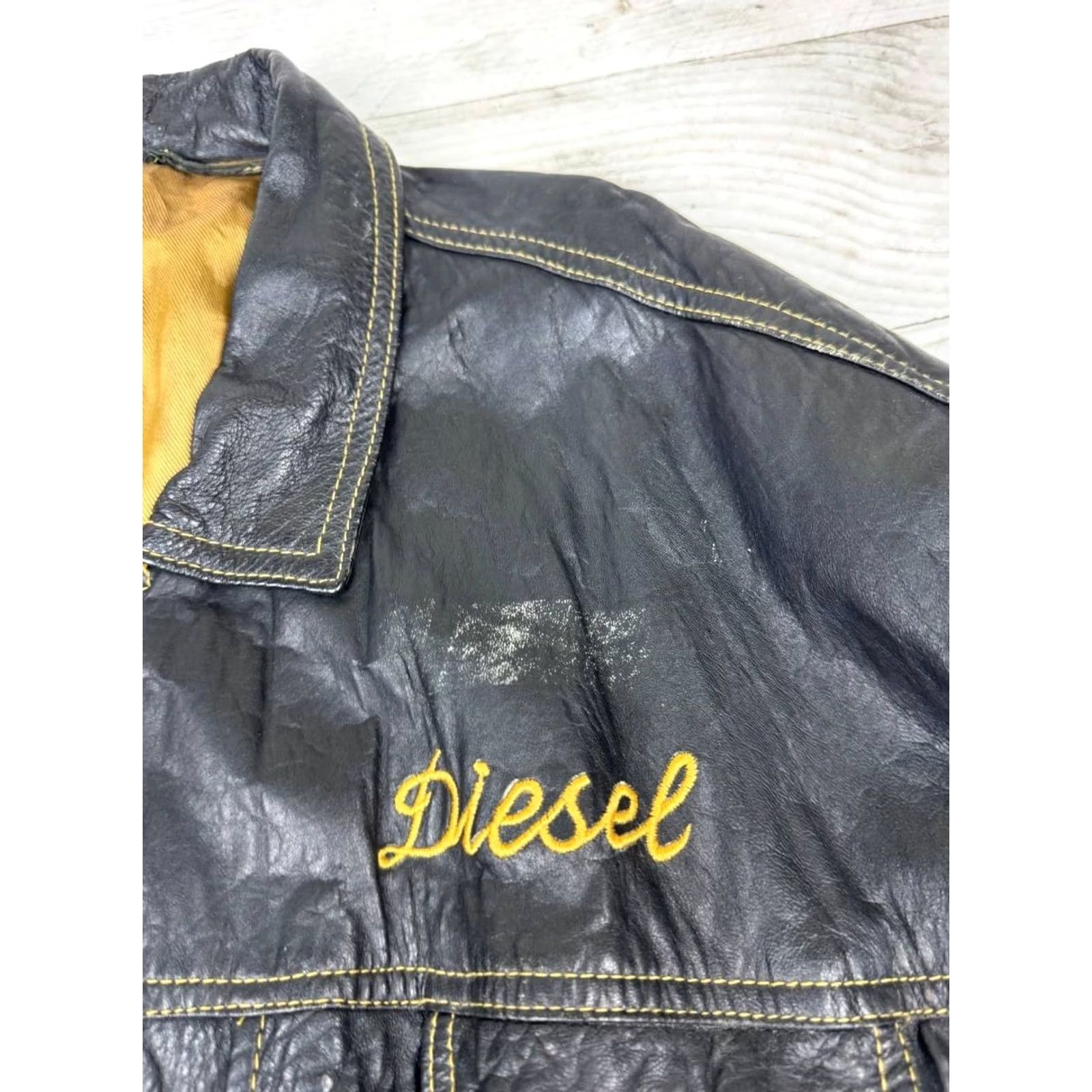 Diesel VINTAGE Nike? Diesel Leather Jacket 90s Big Logo Biker Men XL Black Size XL - Note: Original title provided; no new info added. Size US XL / EU 56 / 4 - 7 Thumbnail