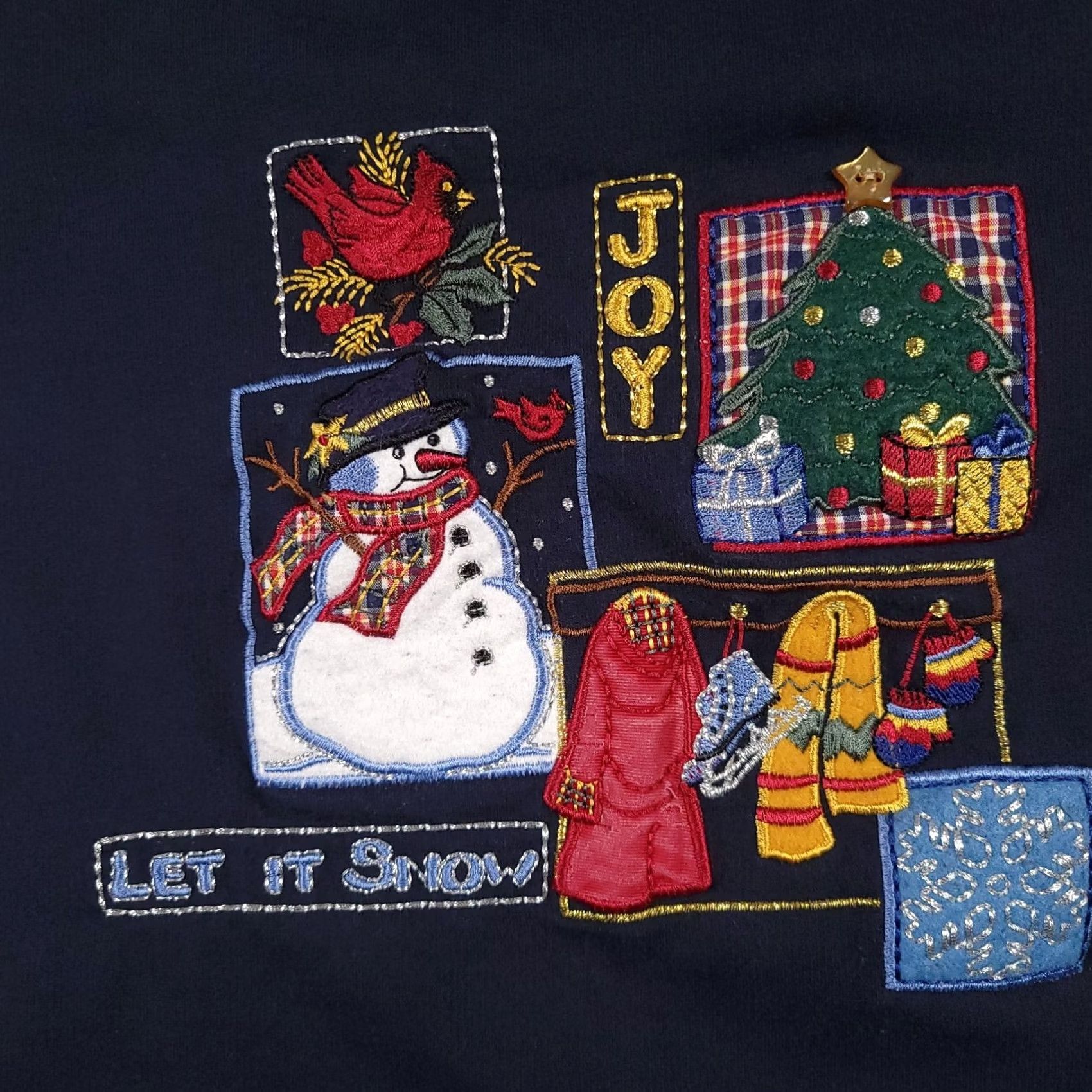 Vintage VINTAGE Bobbie Brooks Sweatshirt Women 14W 16W Embroidered Granny Let It Snow Winter Crew Neck Pullover Knit Long Sleeve Blue 90s Womens Size XL / US 12-14 / IT 48-50 - 4 Thumbnail