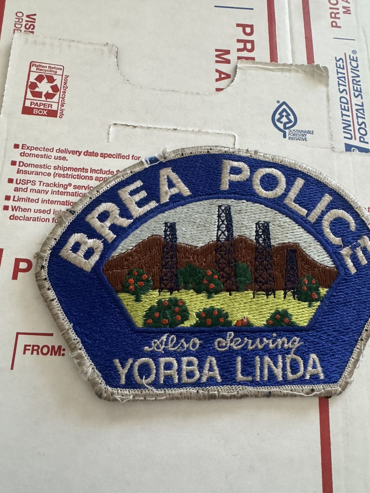 Other 90s BREA POLICE Sew-On Patch Yorba Linda California USA Size ONE SIZE - 2 Thumbnail