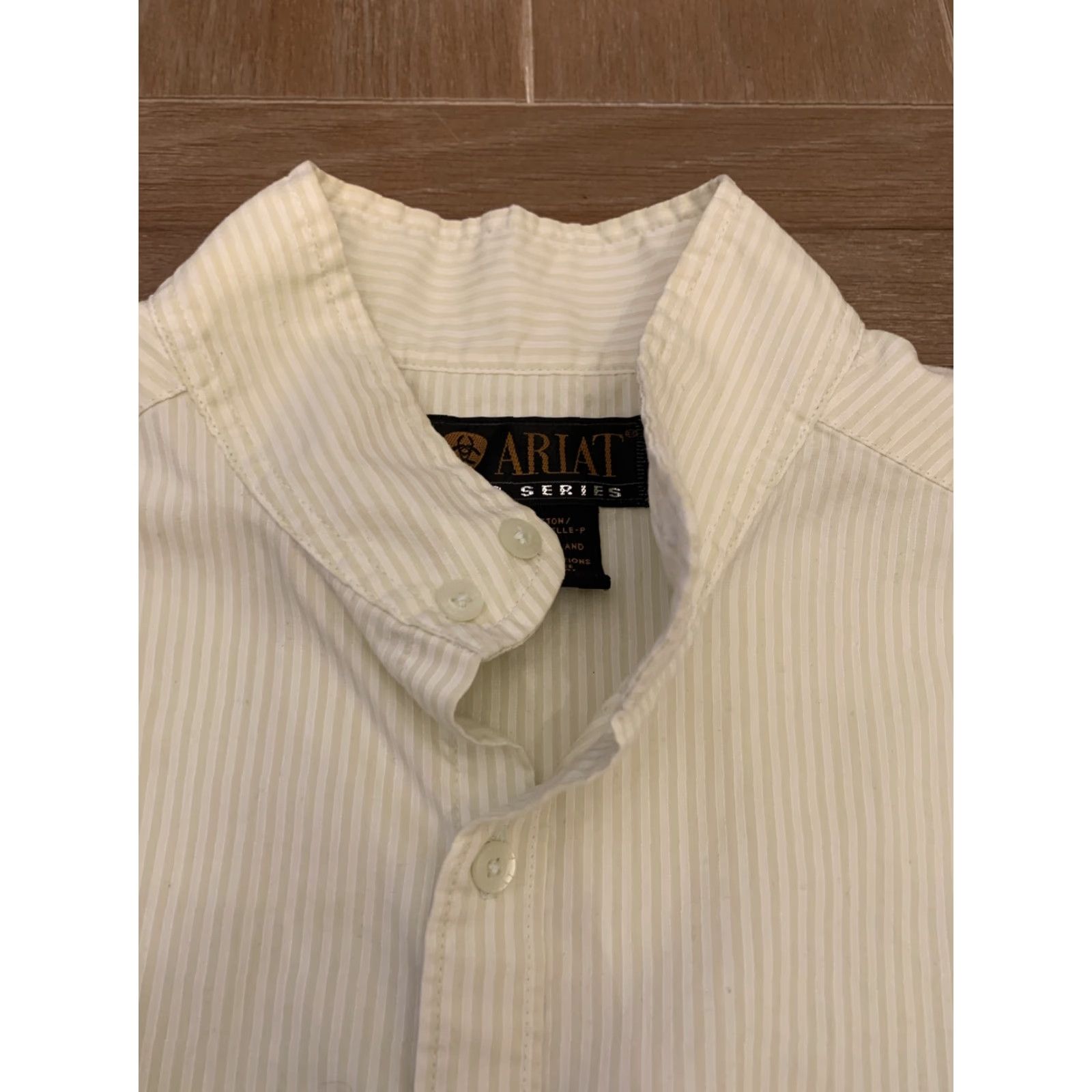 Ariat ARIAT PRO SERIES Long Sleeve Mock Neck Button-Up Dress Shirt Size 40 Yellowish Mens Size 40R - 3 Thumbnail