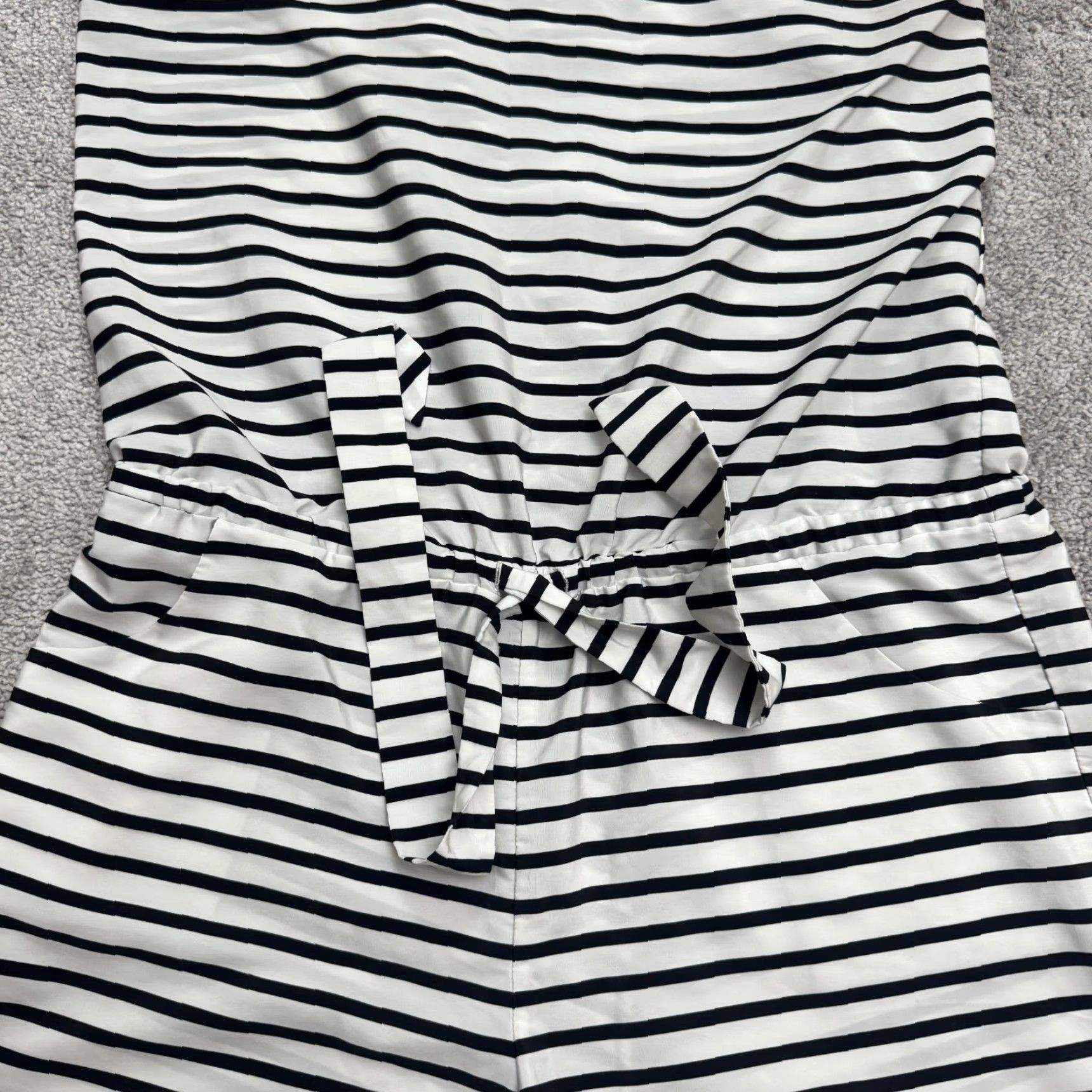 J.Crew J.Crew Romper Womens Medium Black White Striped Spaghetti Strap Tie Waist Casual Size 32" / US 10 / IT 46 - 5 Thumbnail