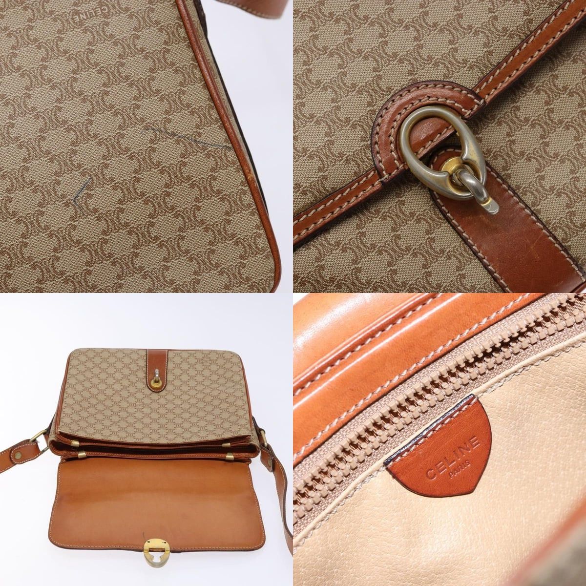Celine CELINE Macadam Canvas Shoulder Bag Pvc Beige Gold Size ONE SIZE - 11 Thumbnail