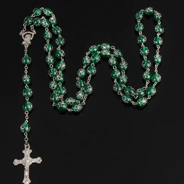 Jewelry x Vintage Victoria Pearl Imitation Green Crystal Beads Necklace, Men's
