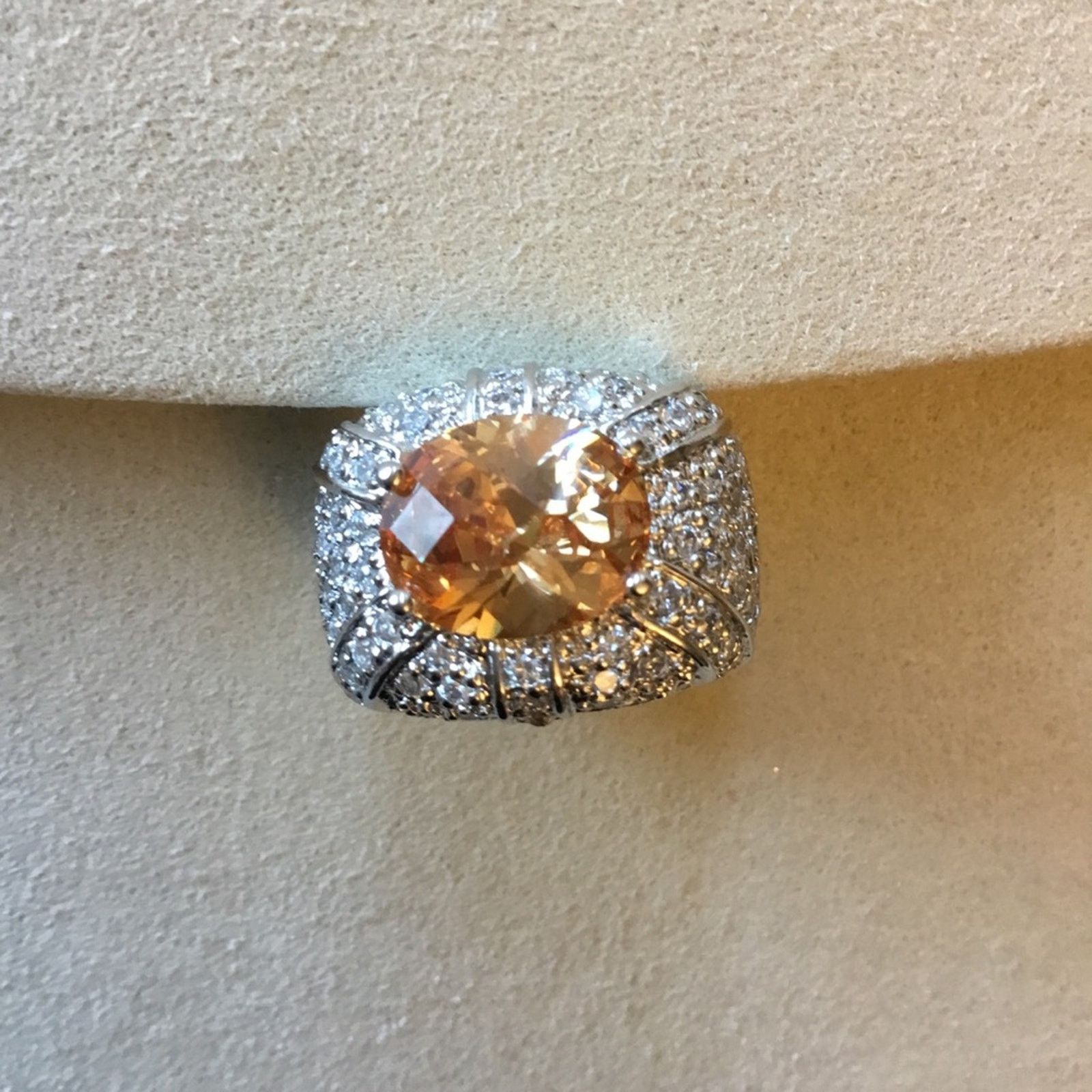 Other Sterling Silver Yellow Crystal Statement Ring Size ONE SIZE - 1 Thumbnail