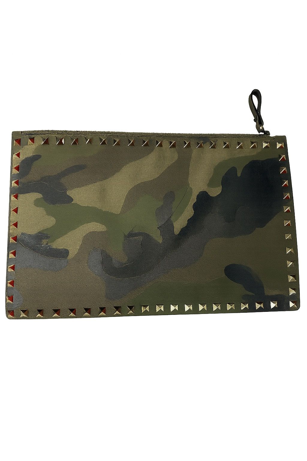 Valentino Garavani Rockstud Clutch Bag – Olive Green Leather