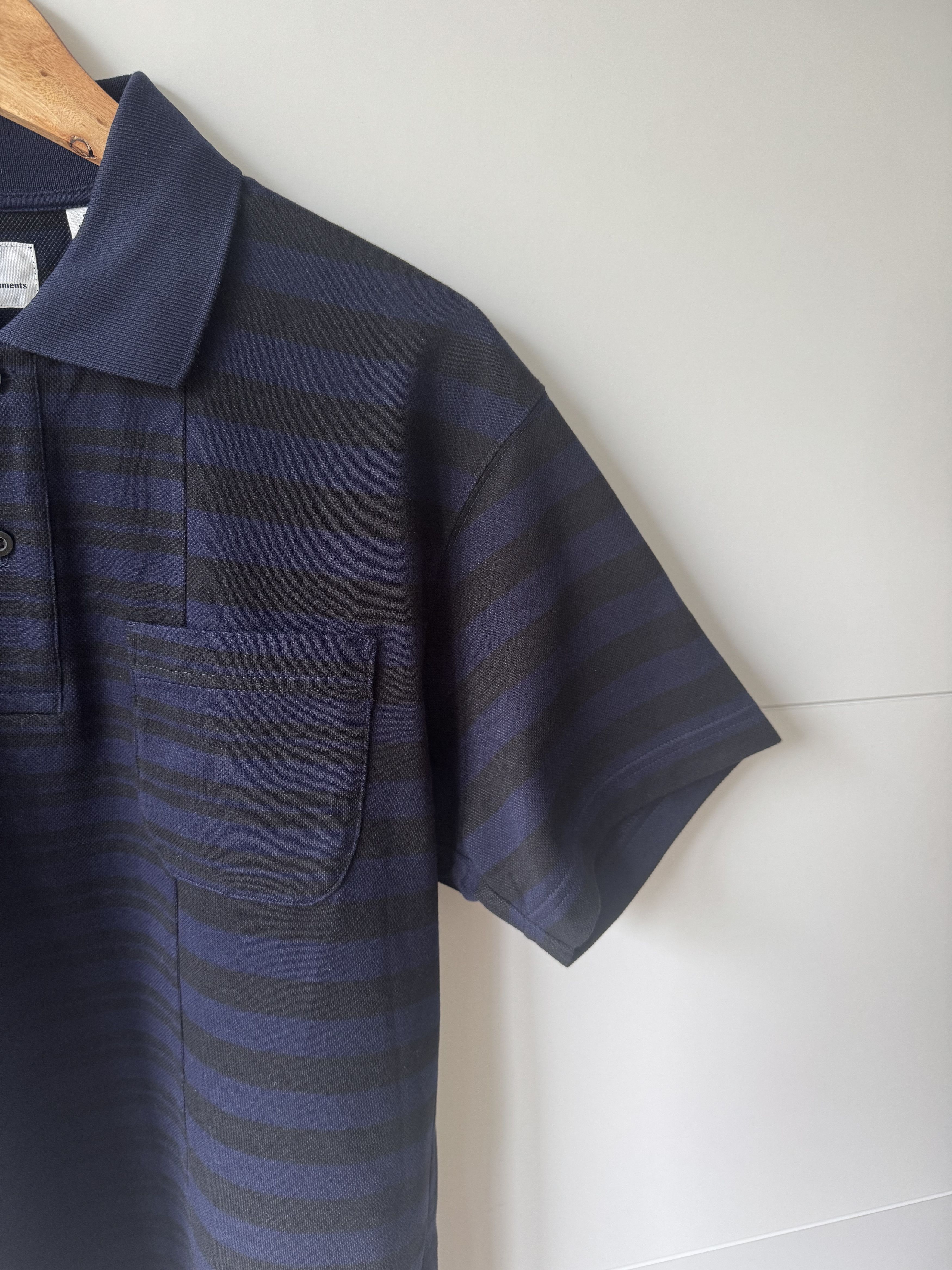 Engineered Garments × Uniqlo [S] Dry Pique Striped S/S Polo Shirt in Navy (SS19) Size US S / EU 44-46 / 1 - 7 Thumbnail