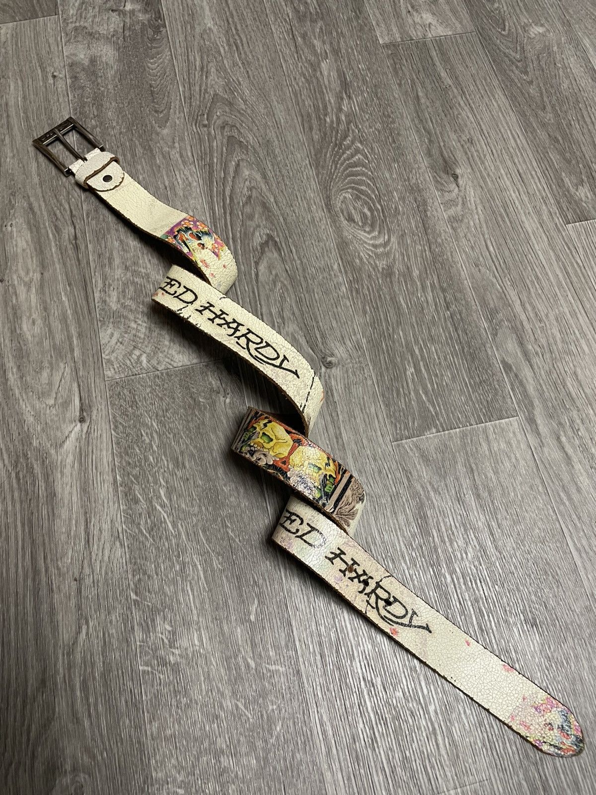 Ed Hardy Vintage Ed Hardy Tattoo Graphic Leather Belt Y2K Size ONE SIZE - 1 Thumbnail