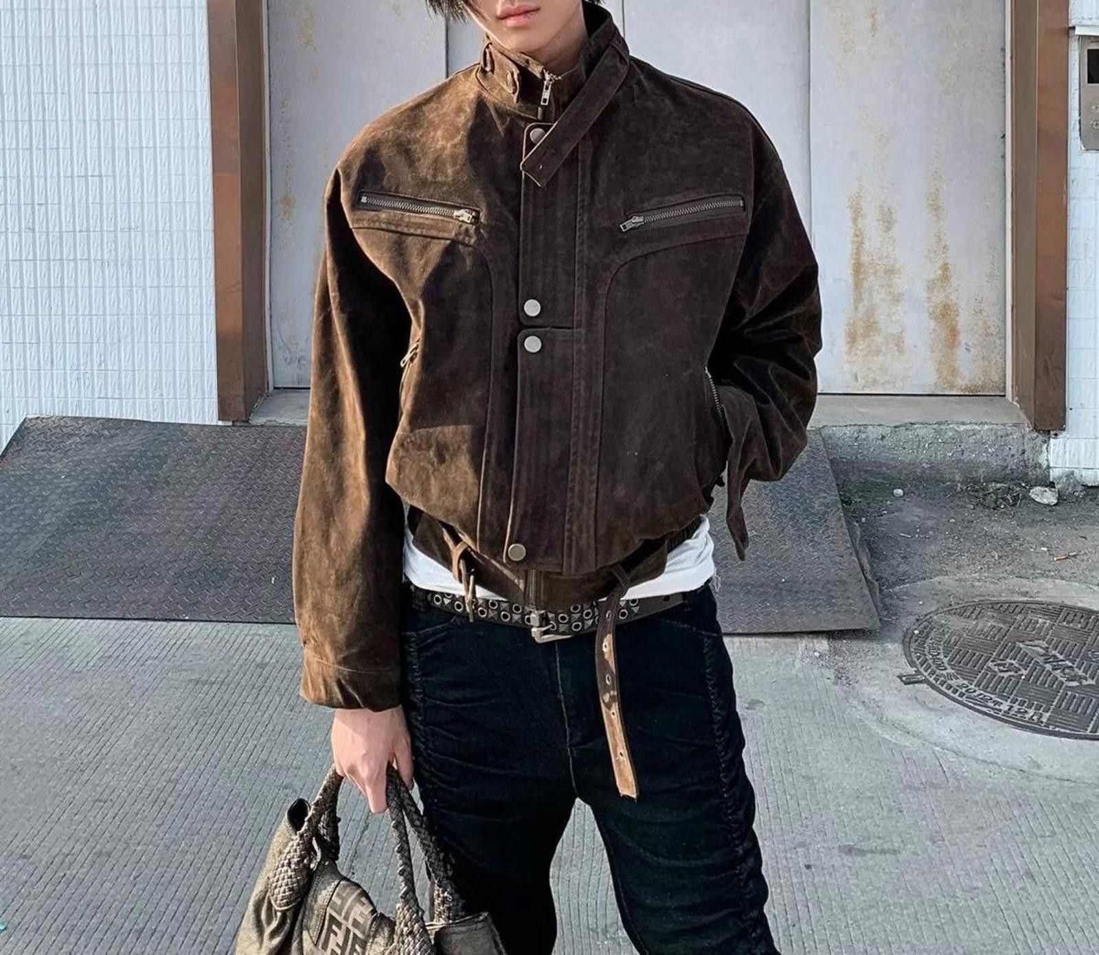 Other Suede Double-Zip Stand-Collar Jacket | Vintage Maillard Size US M / EU 48-50 / 2 - 1 Thumbnail
