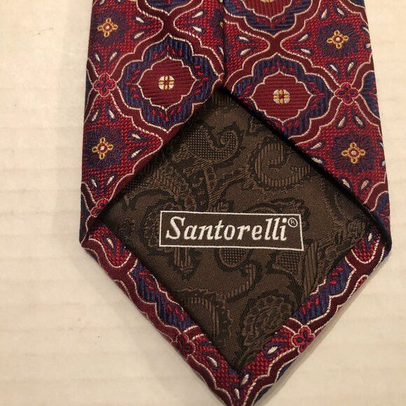 Santorelli SANTORELLI men's new dark red 100%silk tie 3 3/8" X 60 1/2" Size ONE SIZE - 2 Thumbnail