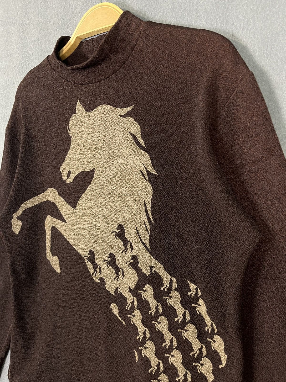 Japanese Brand × Vintage Horse Art Design Turtleneck Stretchable Sweater Size S / US 4 / IT 40 - 4 Thumbnail