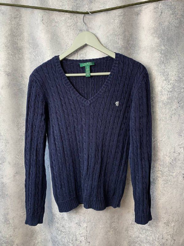 Lauren Ralph Lauren Lauren Ralph Lauren Green Label Cable Knit V-Neck Sweater Size M / US 6-8 / IT 42-44 - 1 Thumbnail