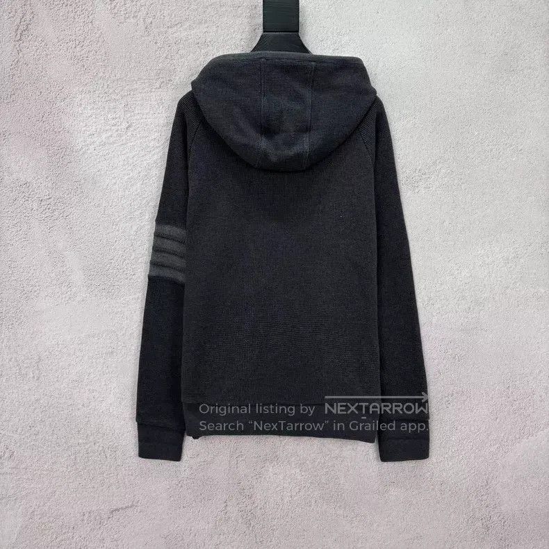Thom Browne Thom Browne Black Gray Waffle Zip-Up Hoodie Size US XL / EU 56 / 4 - 2 Thumbnail