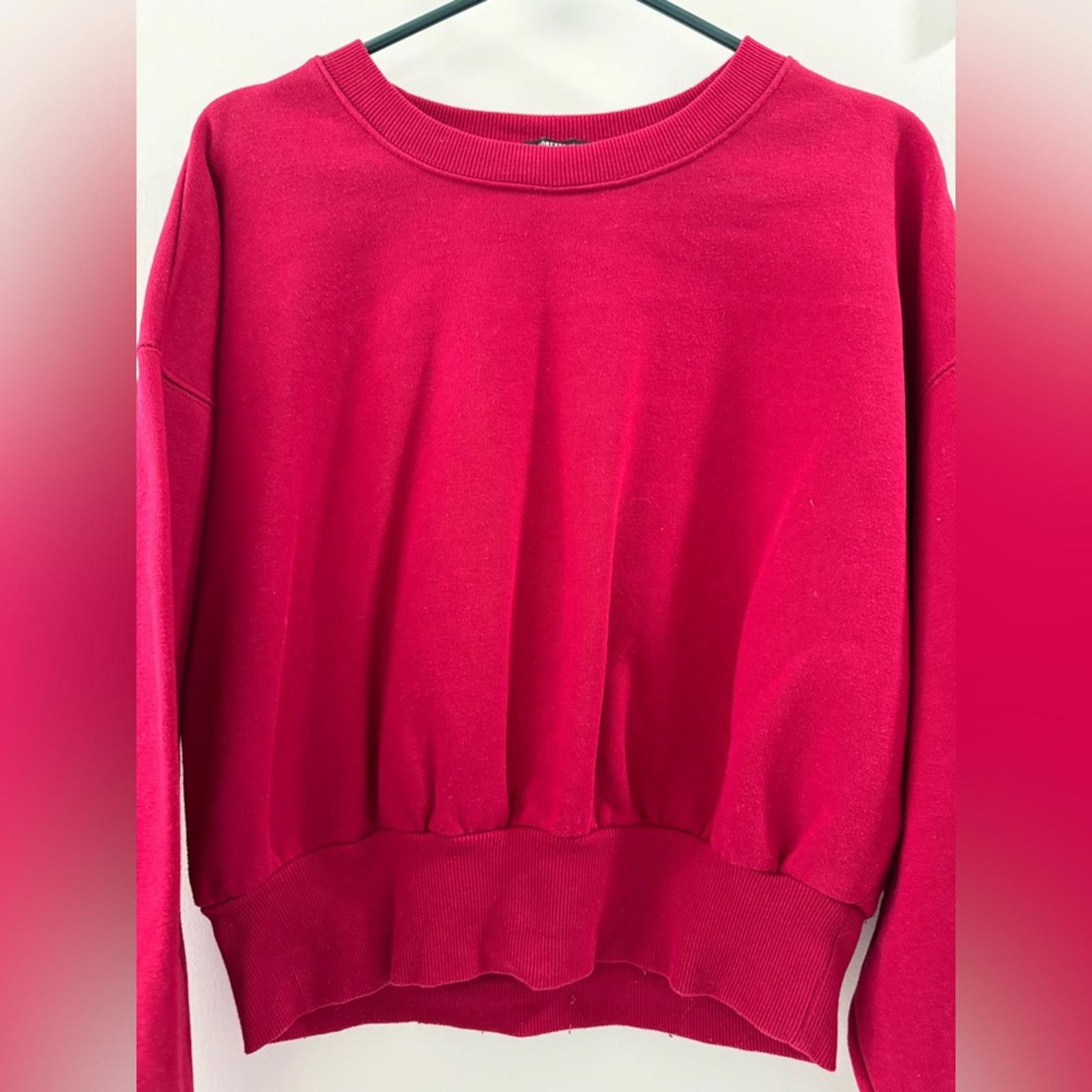 Forever 21 Forever 21 Red Cropped Balloon Sleeve Sweatshirt- Size Large Size L / US 10 / IT 46 - 2 Thumbnail