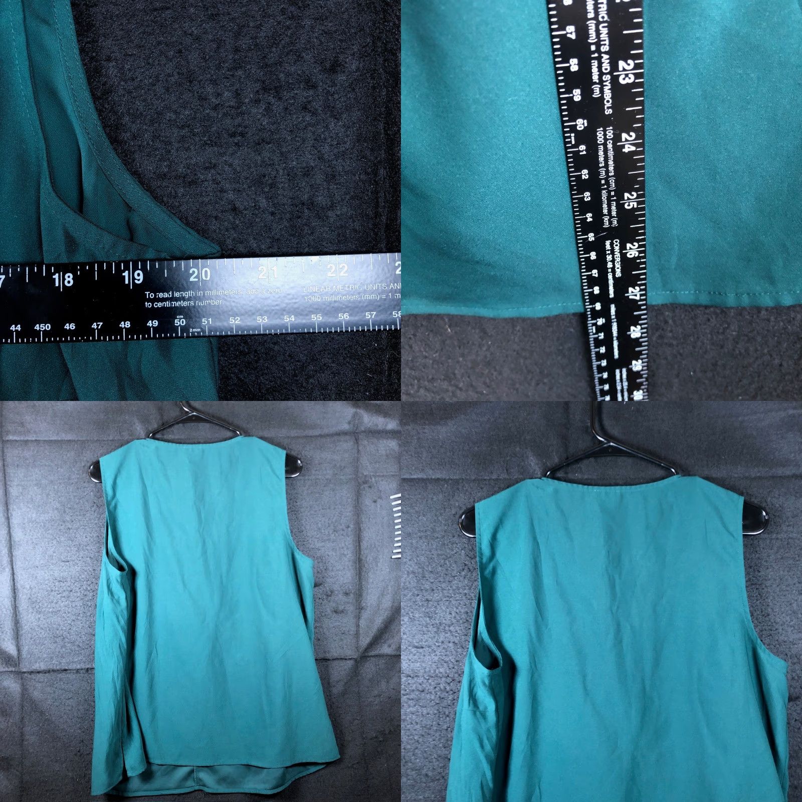 Vintage Chicos Womens Blouse Green Sleeveless Ruffle Front Lightweight Sheer 2 (L) Size L / US 10 / IT 46 - 8 Thumbnail