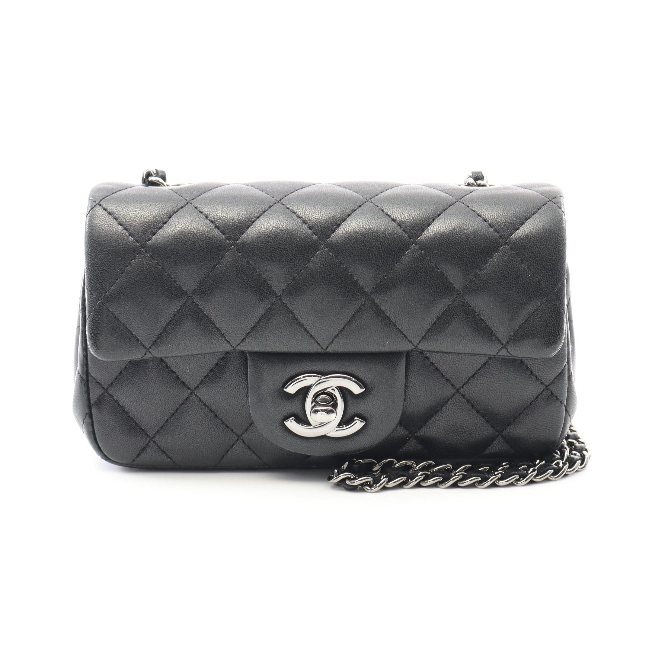 Chanel Chanel Mini Matelasse Chain Shoulder Bag Lambskin Black Silver Hardware Size ONE SIZE - 1 Thumbnail