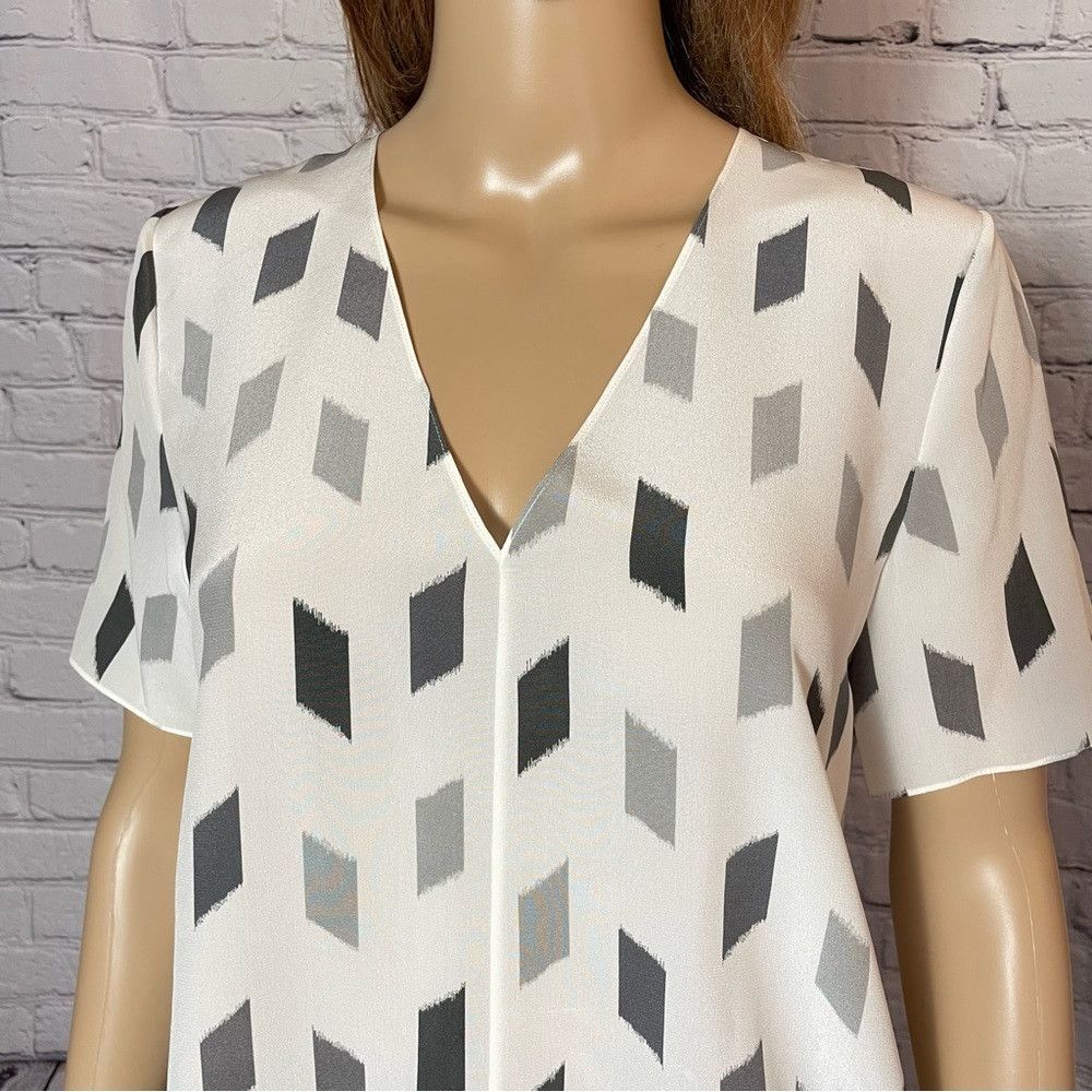 Theory NWT New $295 Theory Silk A-Line Short Sleeve Grey Brush Pri Size XS / US 0-2 / IT 36-38 - 2 Thumbnail