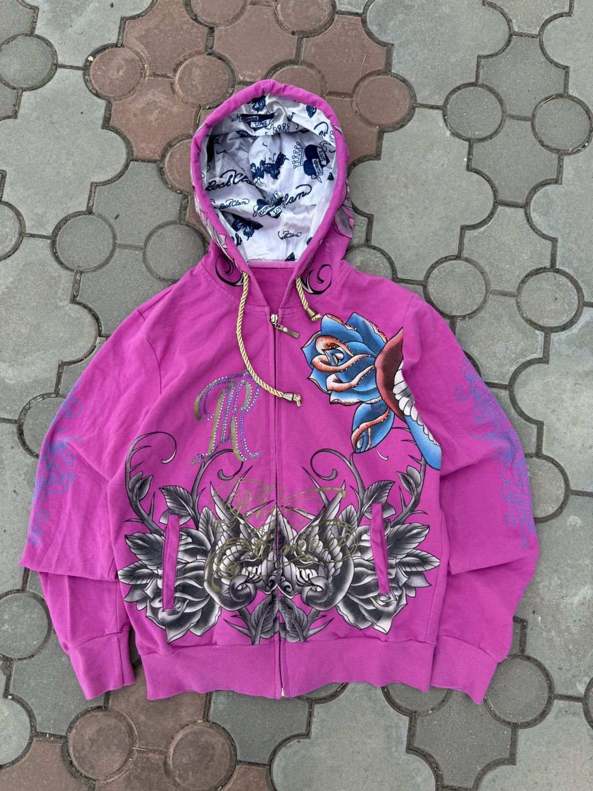 Ed Hardy × Vintage Vintage Ed Hardy Style Zip Hoodie Y2K Size M / US 6-8 / IT 42-44 - 1 Thumbnail