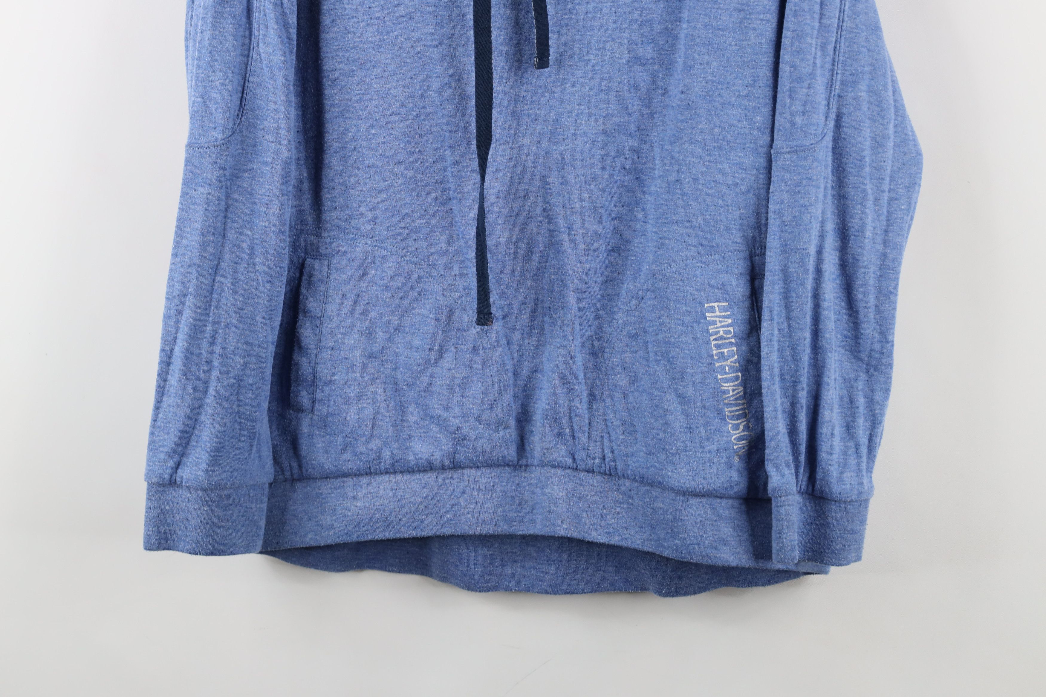 Harley Davidson × Vintage Vintage Y2K Harley Davidson Metallic Jersey Knit Hoodie Blue Size M / US 6-8 / IT 42-44 - 3 Thumbnail