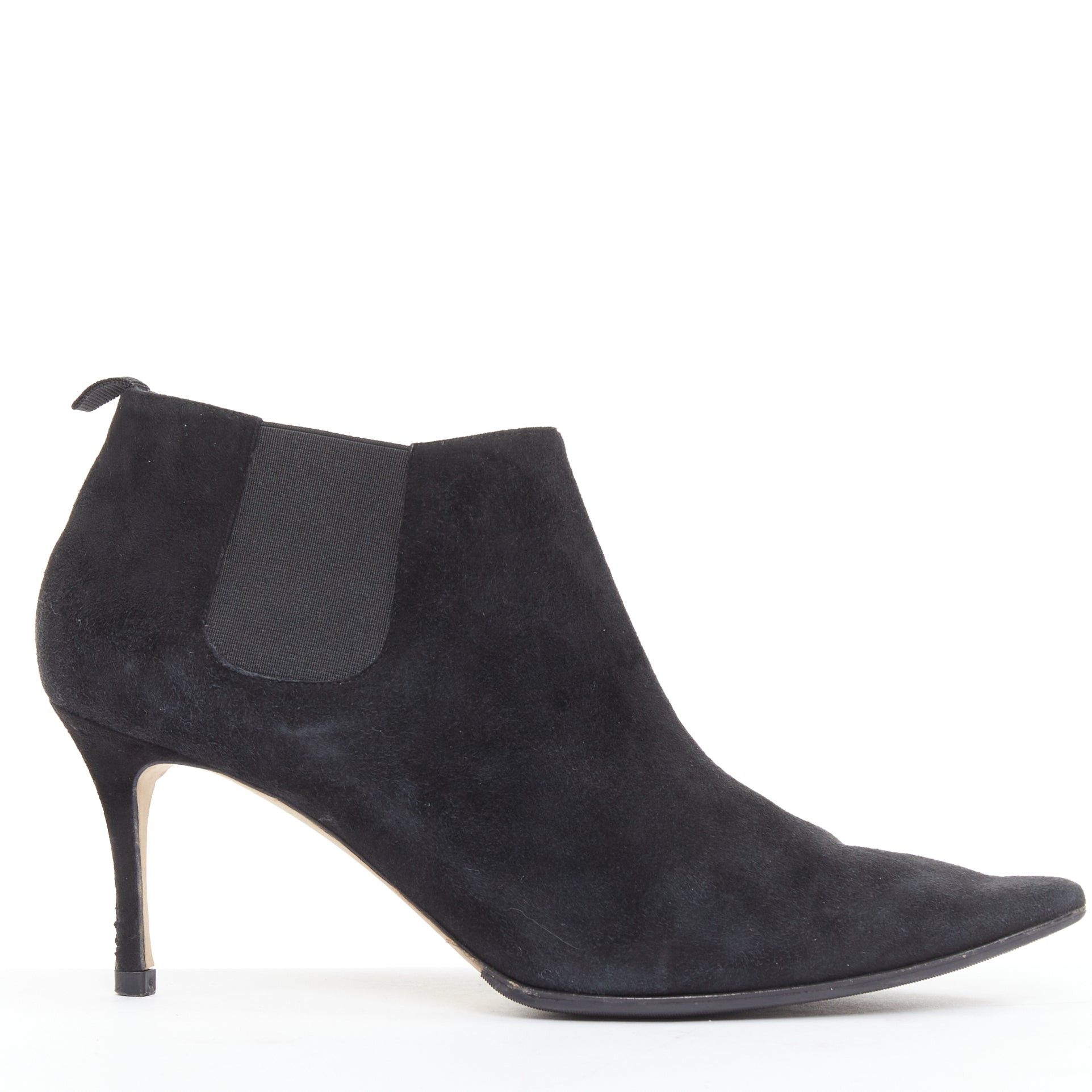 Manolo Blahnik MANOLO BLAHNIK Vintage black suede pointy toes mid heel booties EU39.5 Size US 9.5 / IT 39.5 - 1 Thumbnail