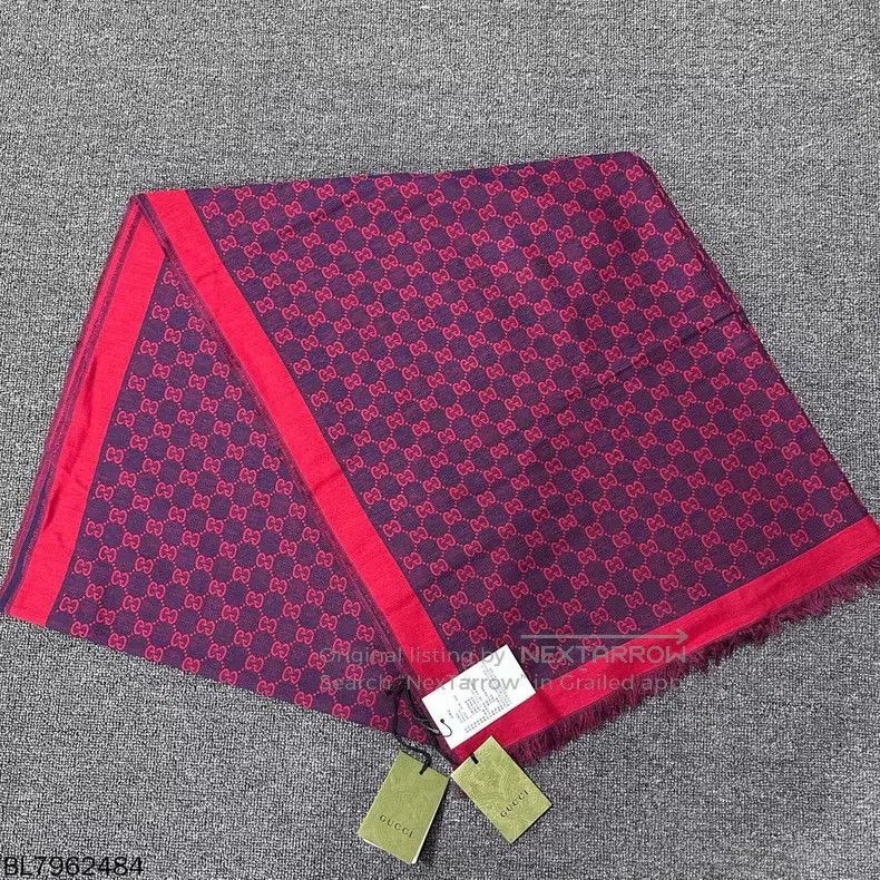 Gucci Gucci Purple-red full-print logo scarf Size ONE SIZE - 4 Thumbnail
