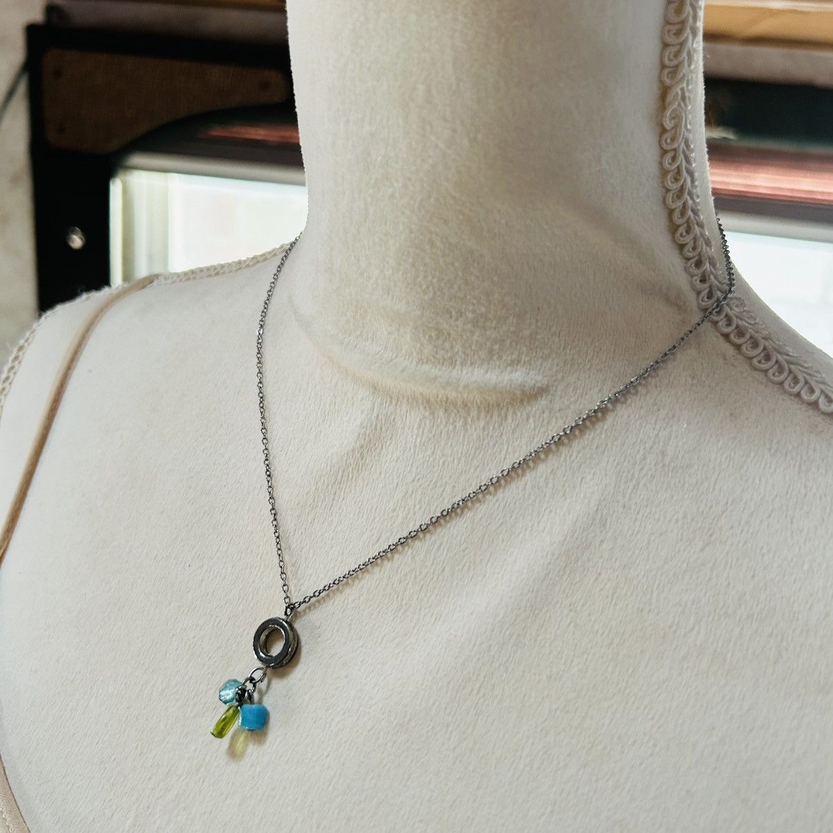 Handmade Handcrafted glass bead cluster pendant on chain necklace Size ONE SIZE - 3 Thumbnail
