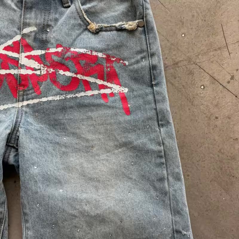 Other Y2K Graffiti Jorts Rhinestone Distressed Unisex Size US 32 / EU 48 - 3 Thumbnail