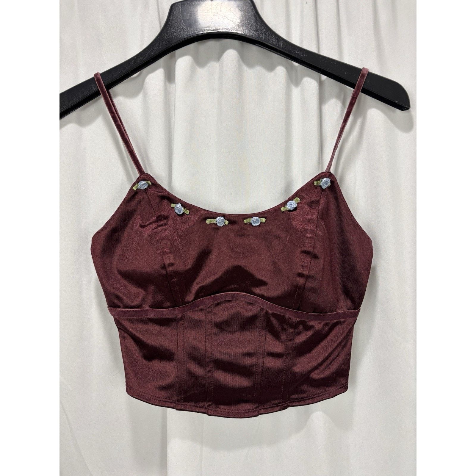 Target Basics Wild Fable Burgundy Silky Corset Tank Top Rosettes XXS Size XXS / US 00 / IT 34 - 1 Thumbnail