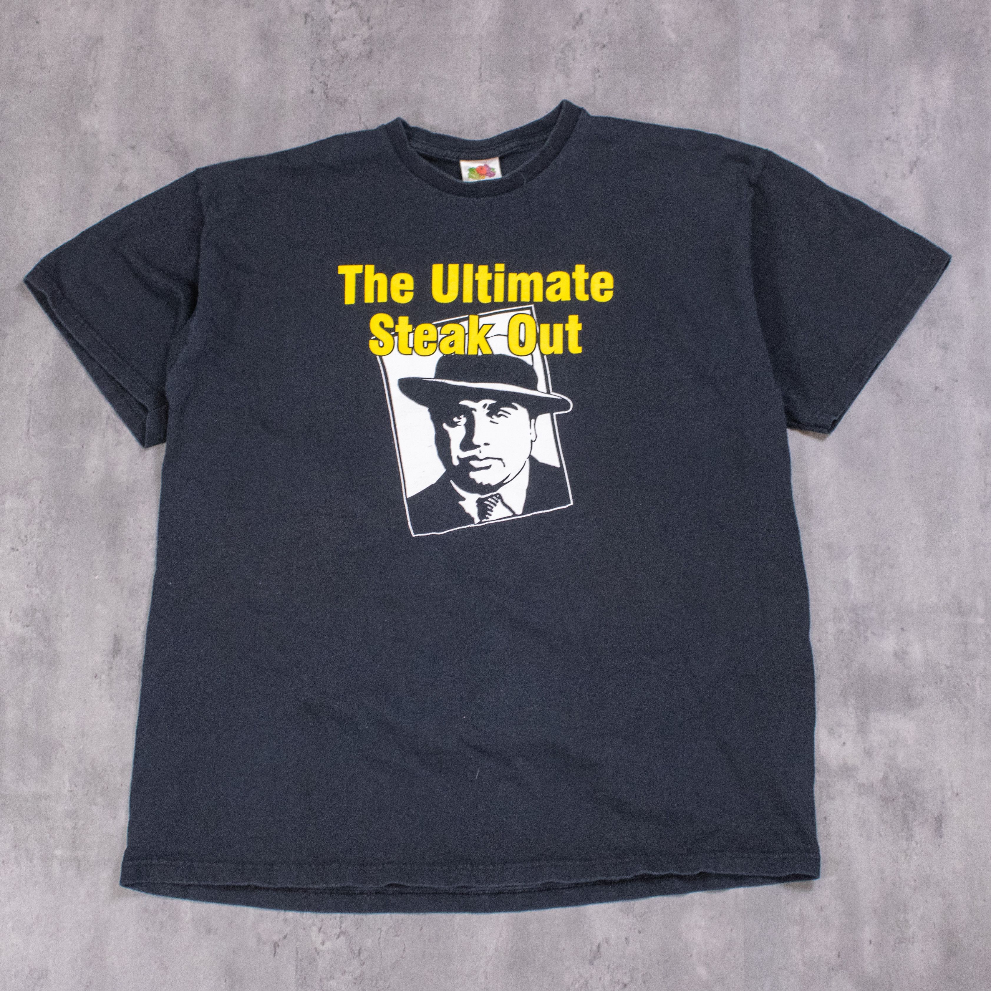 Fruit Of The Loom × Vintage Y2K 2000's Al Capone The Ultimate Steak Out Black T-Shirt Size US L / EU 52-54 / 3 - 3 Thumbnail
