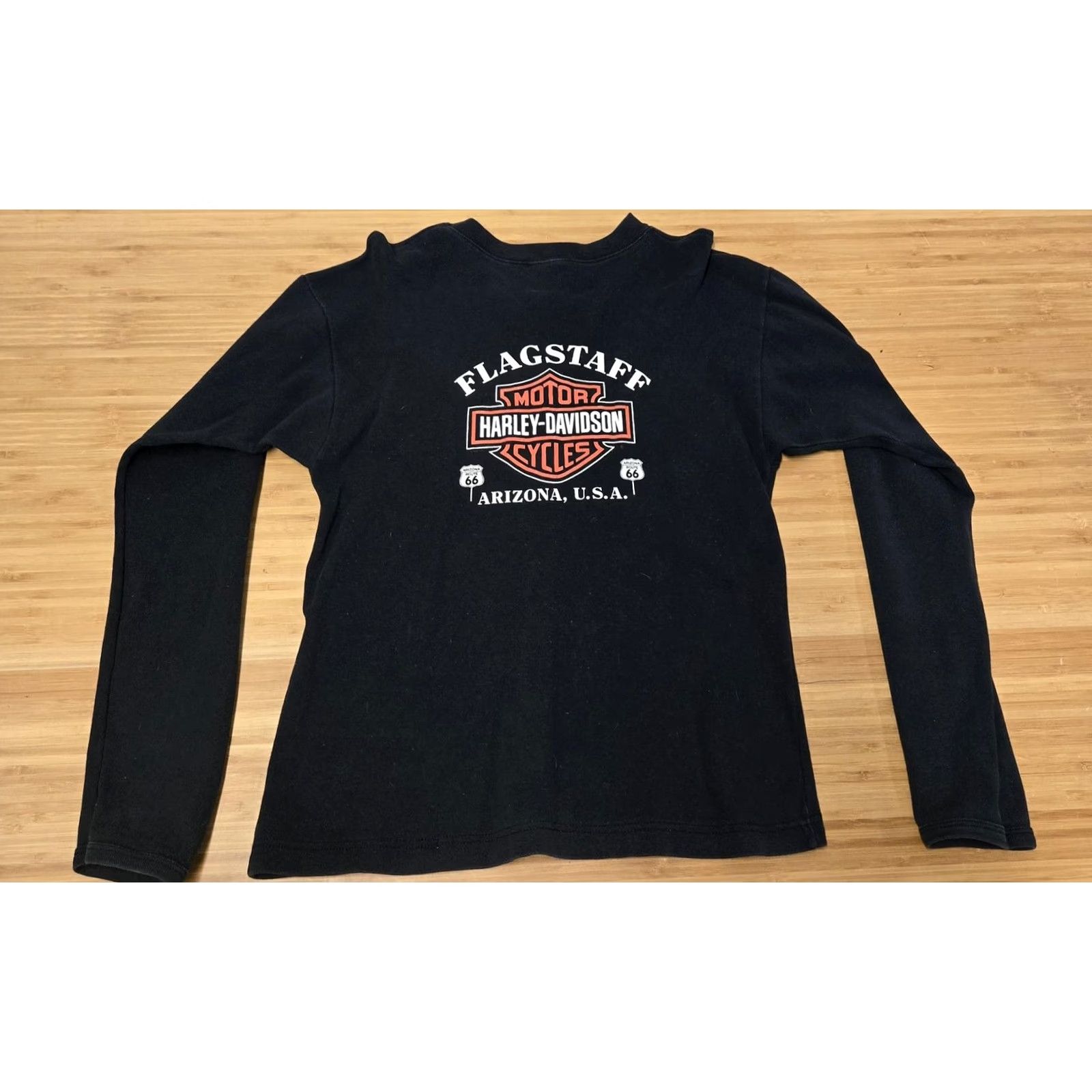 Harley Davidson VINTAGE Harley-Davidson Shirt Womens XL Long Sleeve Black 90s USA Arizona Flagstaff Biker Graphic Print Shirts Womens XL Size XL / US 12-14 / IT 48-50 - 5 Thumbnail