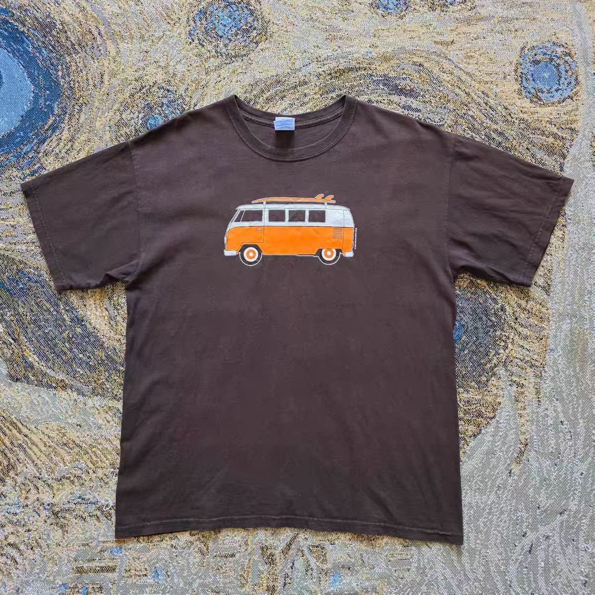 Vintage Brown retro bus print cotton t-shirt Size US M / EU 48-50 / 2 - 1 Thumbnail