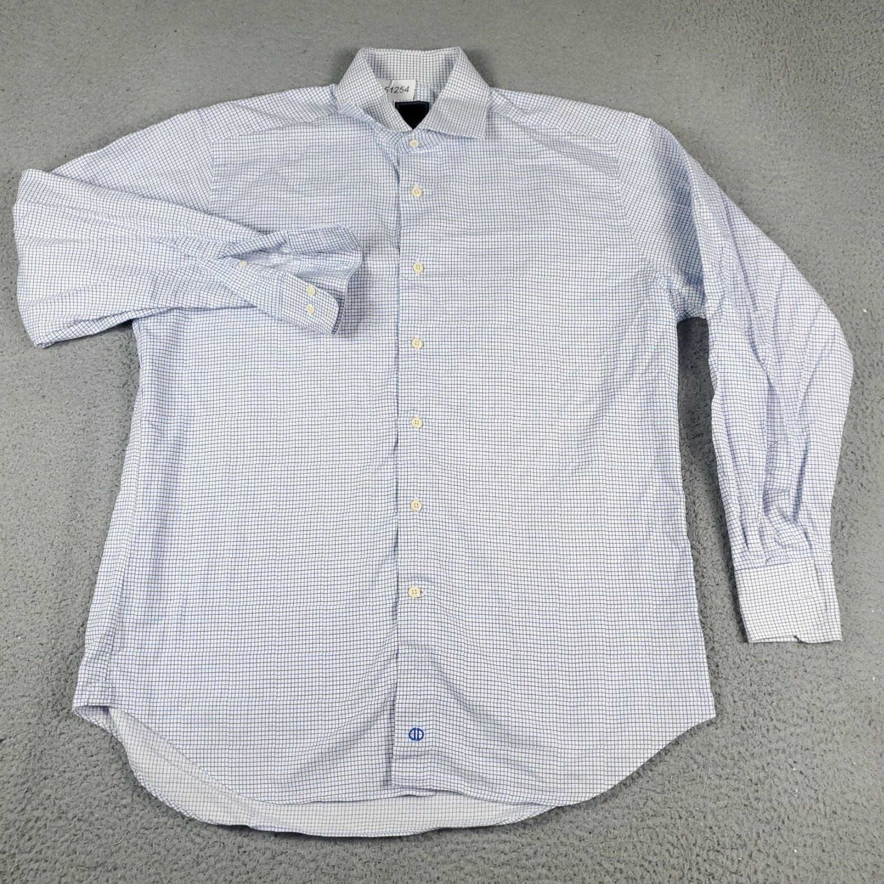 David Donahue VINTAGE David Donahue Dress Shirt Mens Size 16.5 Blue White Check Long Sleeve Button Up Business Casual Formal Size 42R - 2 Thumbnail