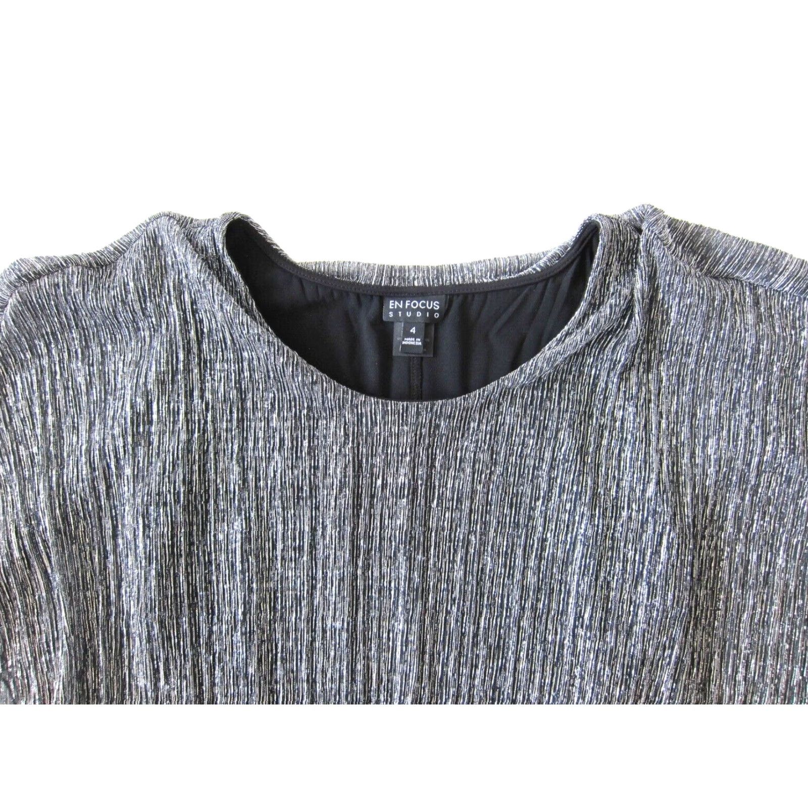 Vintage VINTAGE En Focus Studio Silver Sparkly Black Stretch Tunic Shift Pencil Dress Women 4 Size S / US 4 / IT 40 - 6 Thumbnail