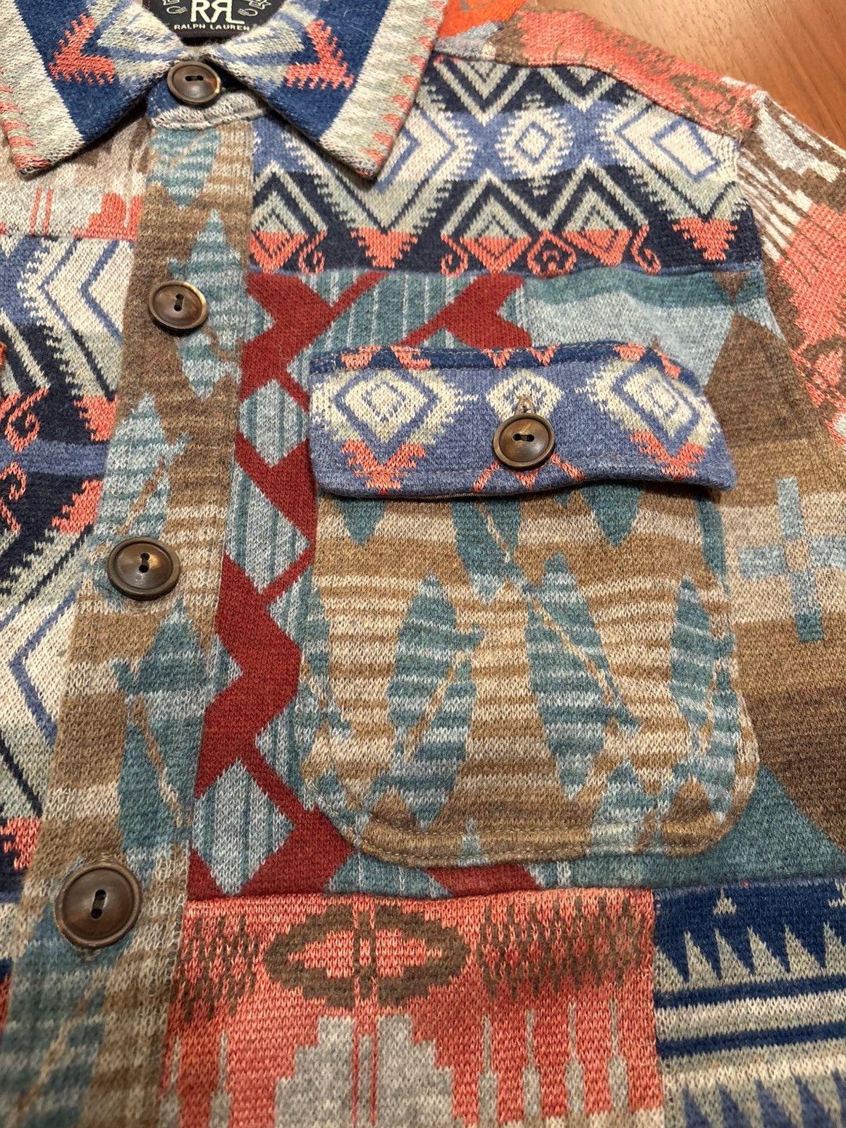 RRL Ralph Lauren RRL DOUBLE RL RALPH LAUREN PATCHWORK KNIT SHIRT SMALL Size US S / EU 44-46 / 1 - 3 Thumbnail