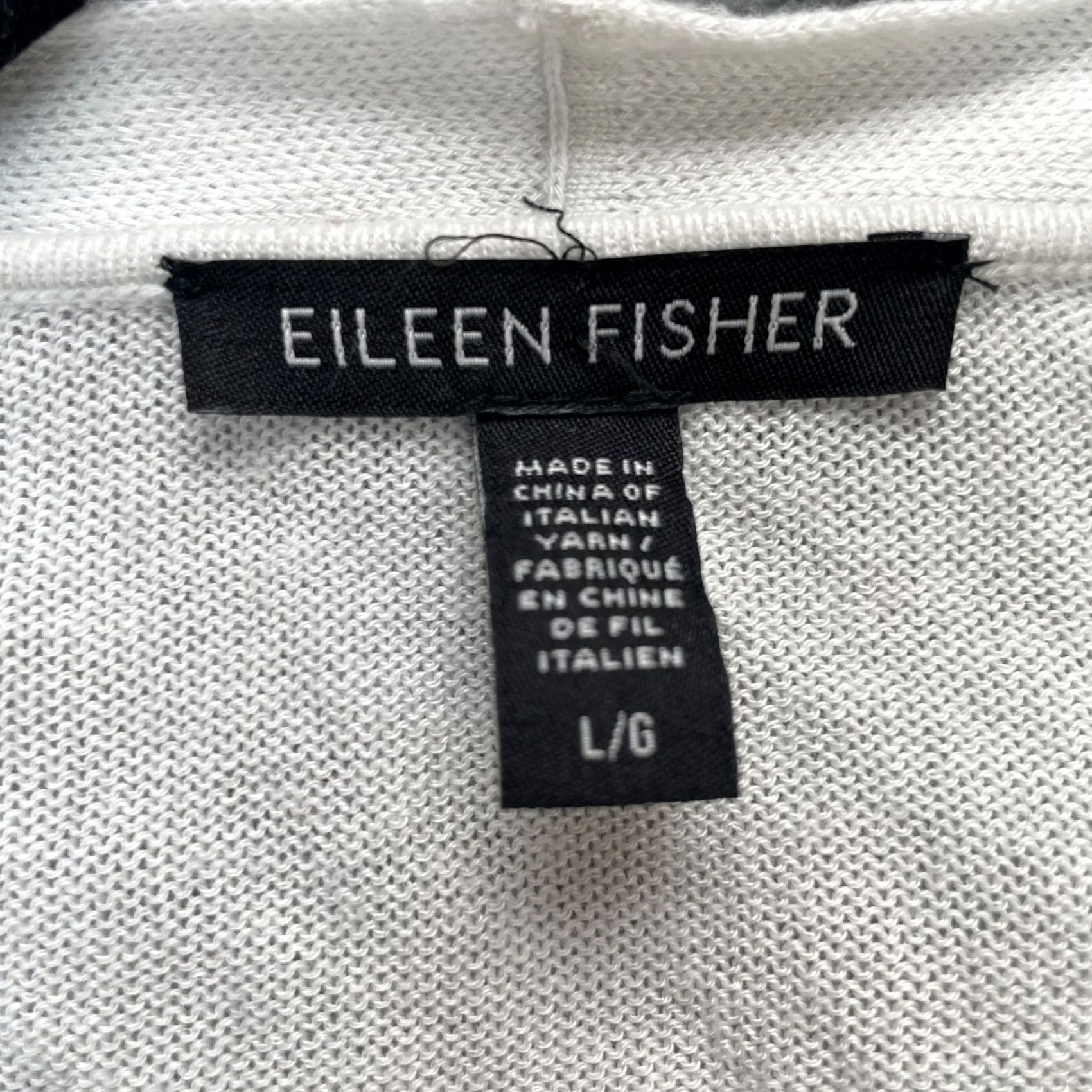 Eileen Fisher VINTAGE Eileen Fisher Cardigan Sweater Womens L White Lyocell Open Front Tight Knit Long Sleeve Collared Knit Ballpark? Size L / US 10 / IT 46 - 3 Thumbnail