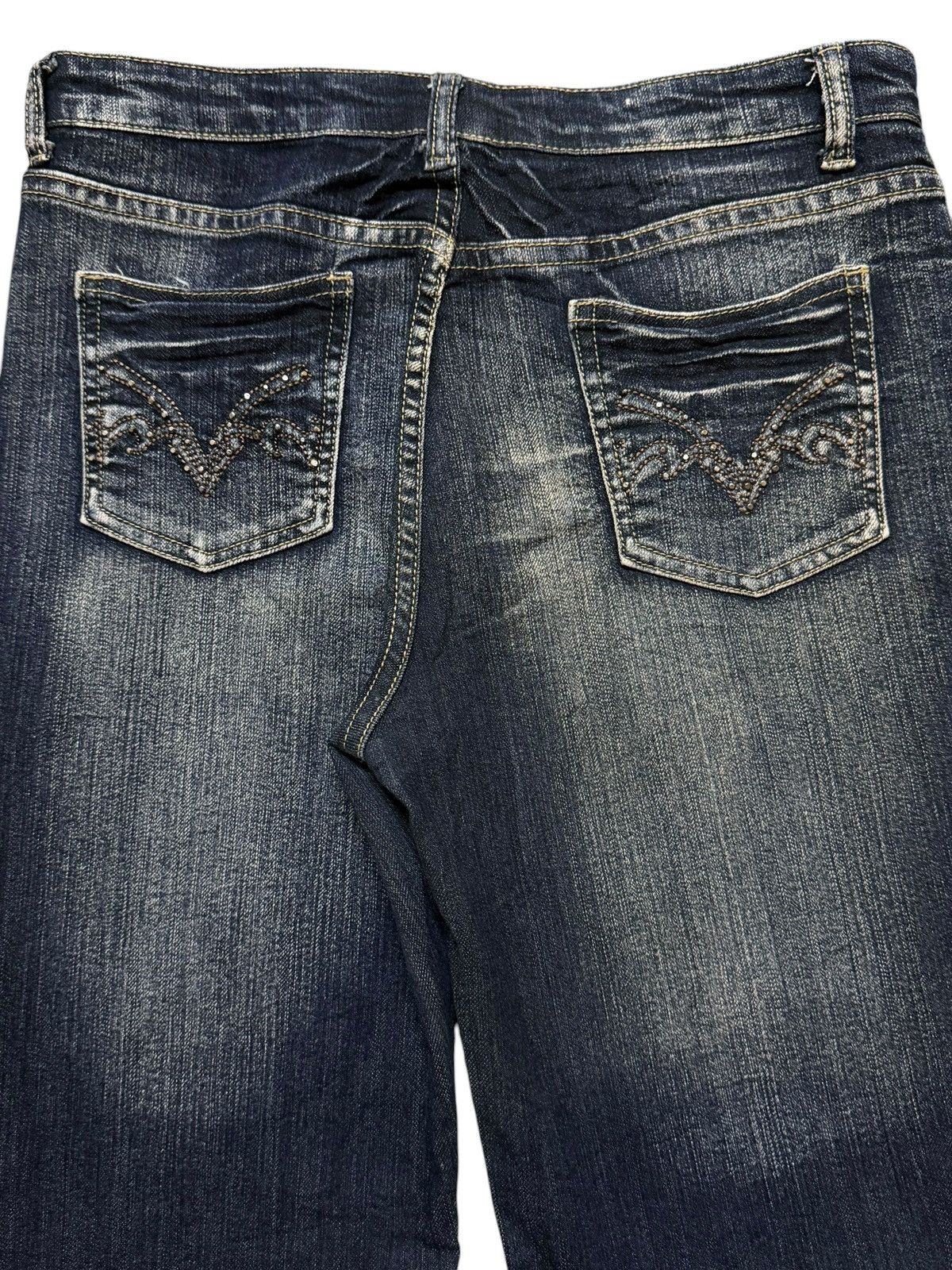 If Six Was Nine Vintage Y2K Japanese Brand Faded Wash Whisker Wide Leg Flare Size 30" / US 8 / IT 44 - 5 Thumbnail