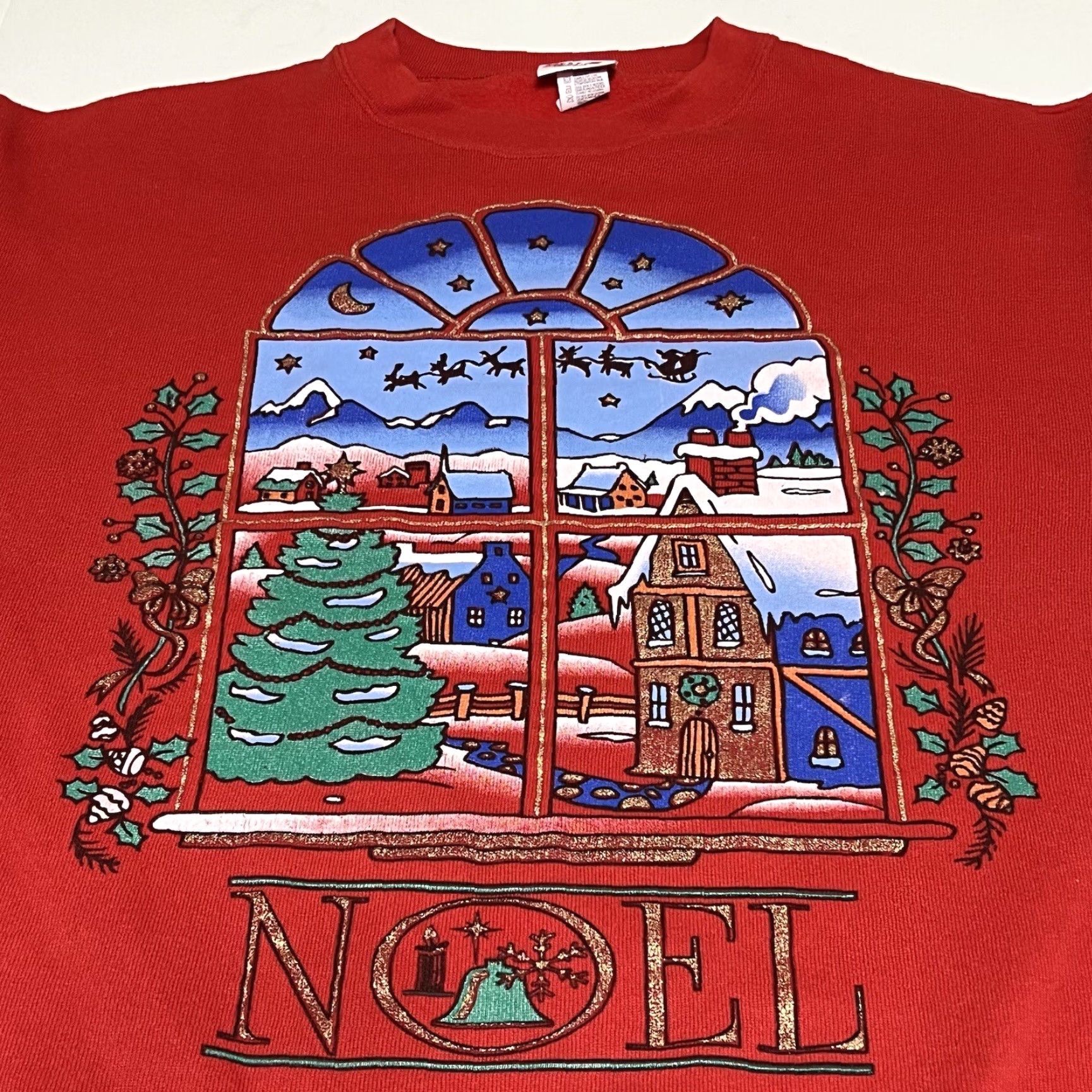 Vintage VINTAGE Holiday Time Sweatshirt Womens L Red Christmas Santa Scene 1990s Noel Graphic Xmas Womens Size L / US 10 / IT 46 - 2 Thumbnail