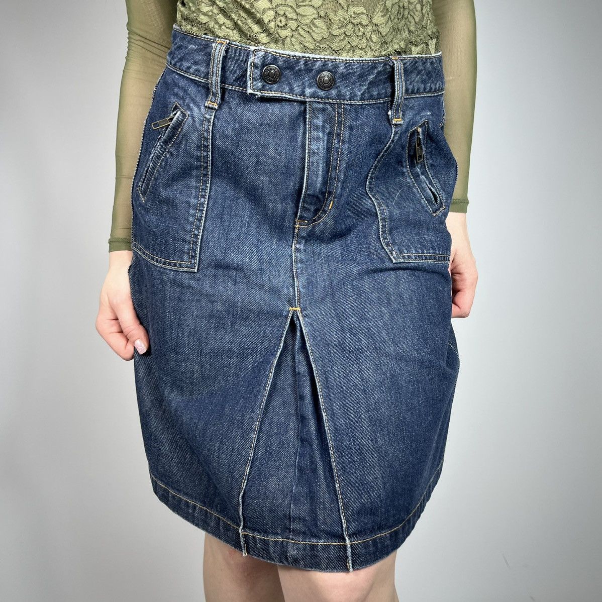 Gap Vintage Y2K GAP Denim Casual Retro Midi Skirt Size 26" / US 2 / IT 38 - 3 Thumbnail