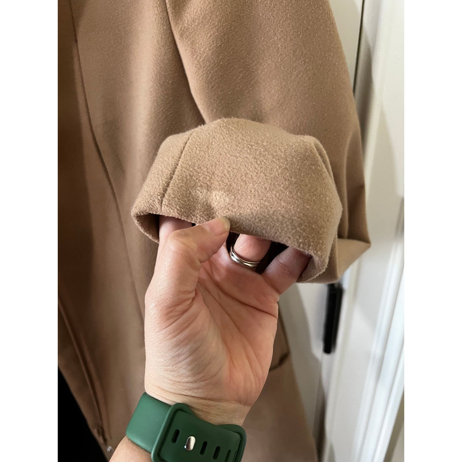 Covington Cocoon Long Tan Pea Coat Tweed Zip-up Jacket Pockets Medium Size M / US 6-8 / IT 42-44 - 9 Thumbnail