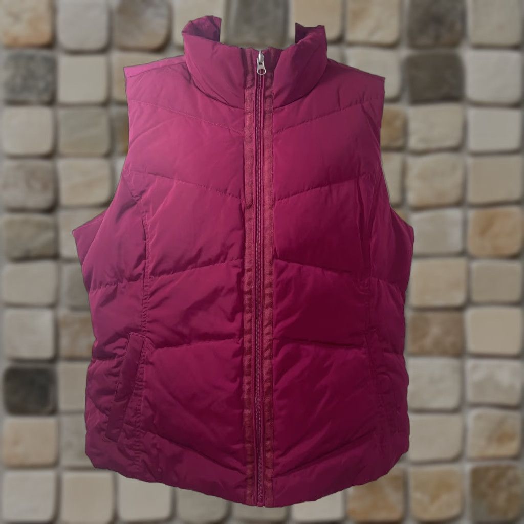 Lands' End Lands End Puffer Vest Women L Purple Zip Pockets High Neck Mid-Length Sleeveless Logo Size L / US 10 / IT 46 - 1 Thumbnail