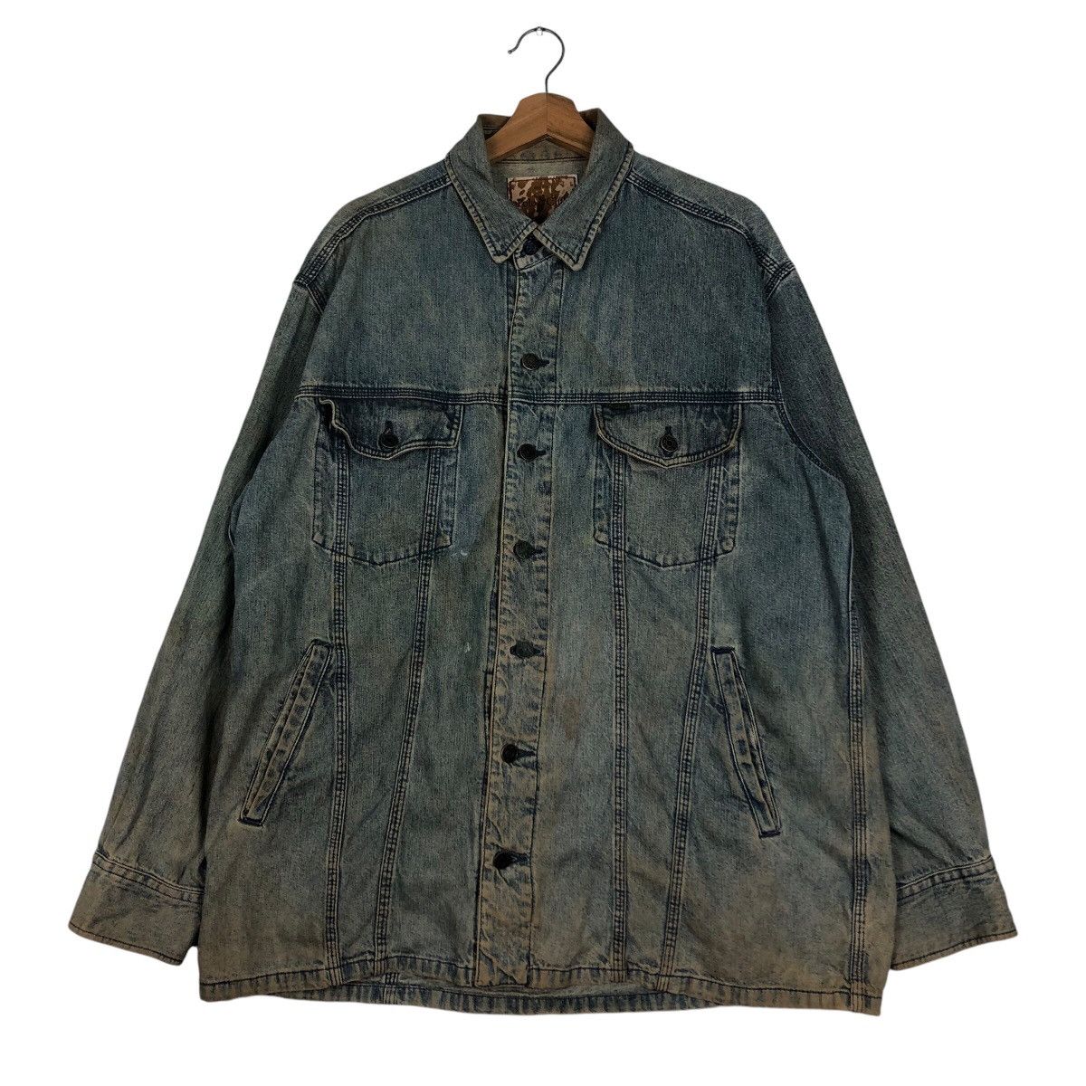 Japanese Brand 📌Vintage Trucker Denim Biker Jacket Polo Club Slant Pocket Size US L / EU 52-54 / 3 - 2 Thumbnail