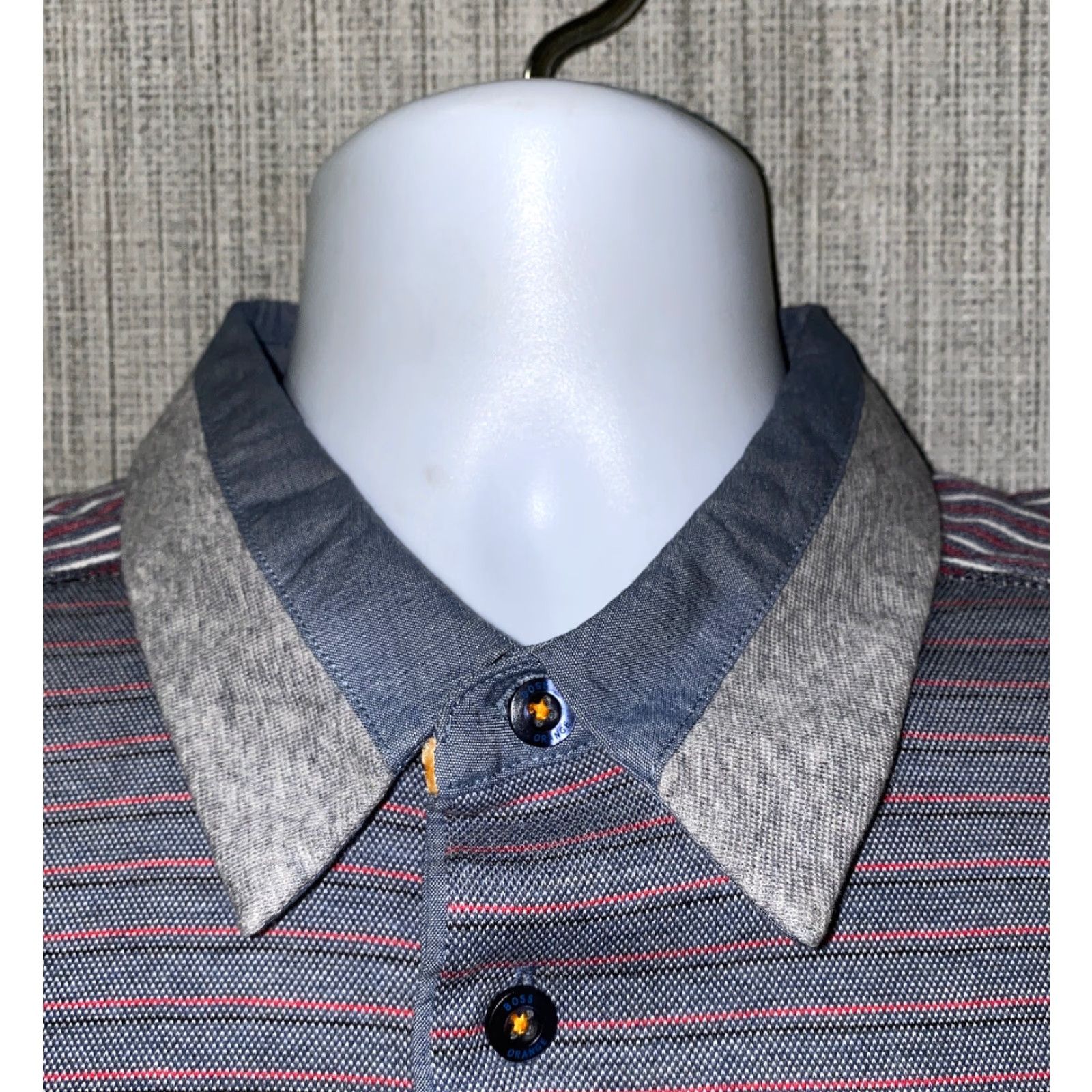 Vintage Boss Orange Mens Gray Striped Polo Shirt M Golf Shirt Casual Polo Shirt Mens Size M Gray Striped Short Sleeve Collared Cotton Regular Polo Shirt Size US M / EU 48-50 / 2 - 3 Thumbnail