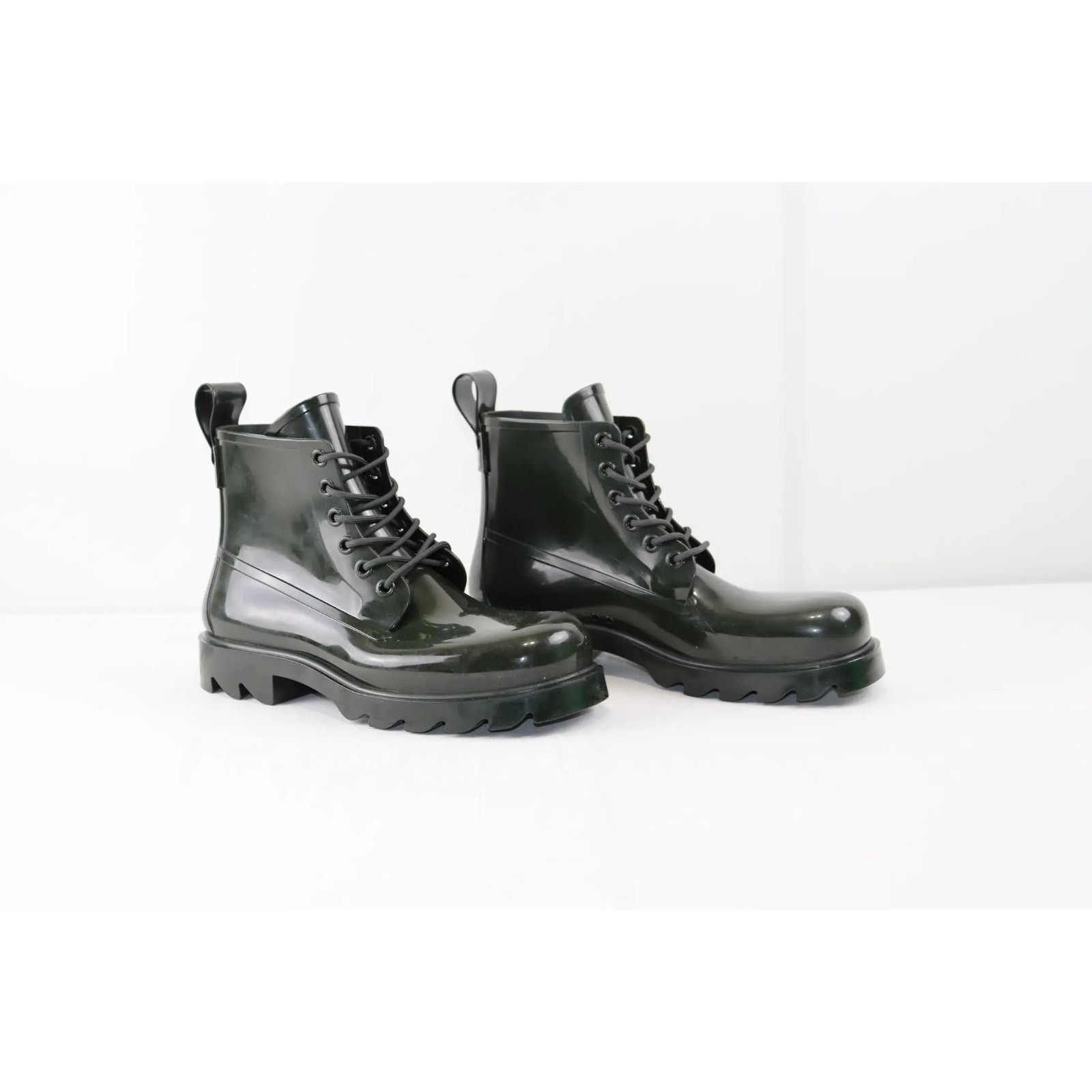 Bottega Veneta o1rshd1 Shiny Rubber Stride Ankle Boots in Bottle Green Size US 8 / EU 41 - 6 Thumbnail