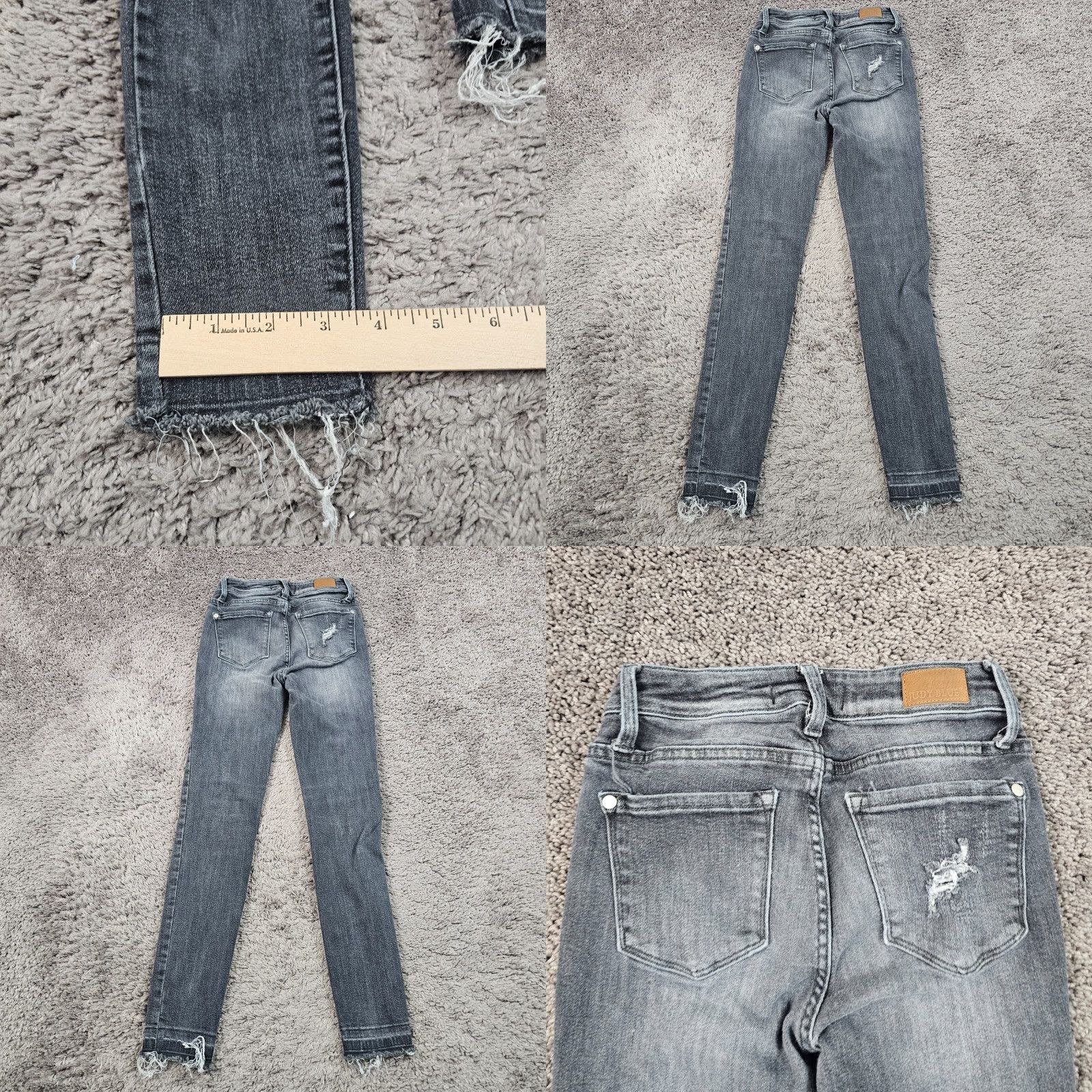 Denime Judy Blue Jeans Skinny Women 24 Gray Low Rise Stretch Denim Fray 28in Inseam Womens Jeans 90s Style Size 42" / US 20 - 8 Thumbnail